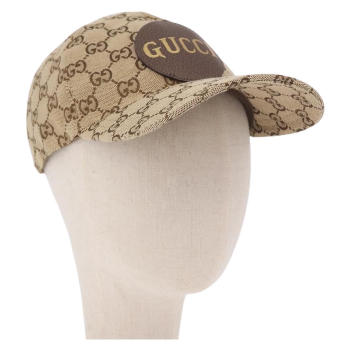 GUCCI GG Canvas Cap Beige 576253 Auth SW2342V