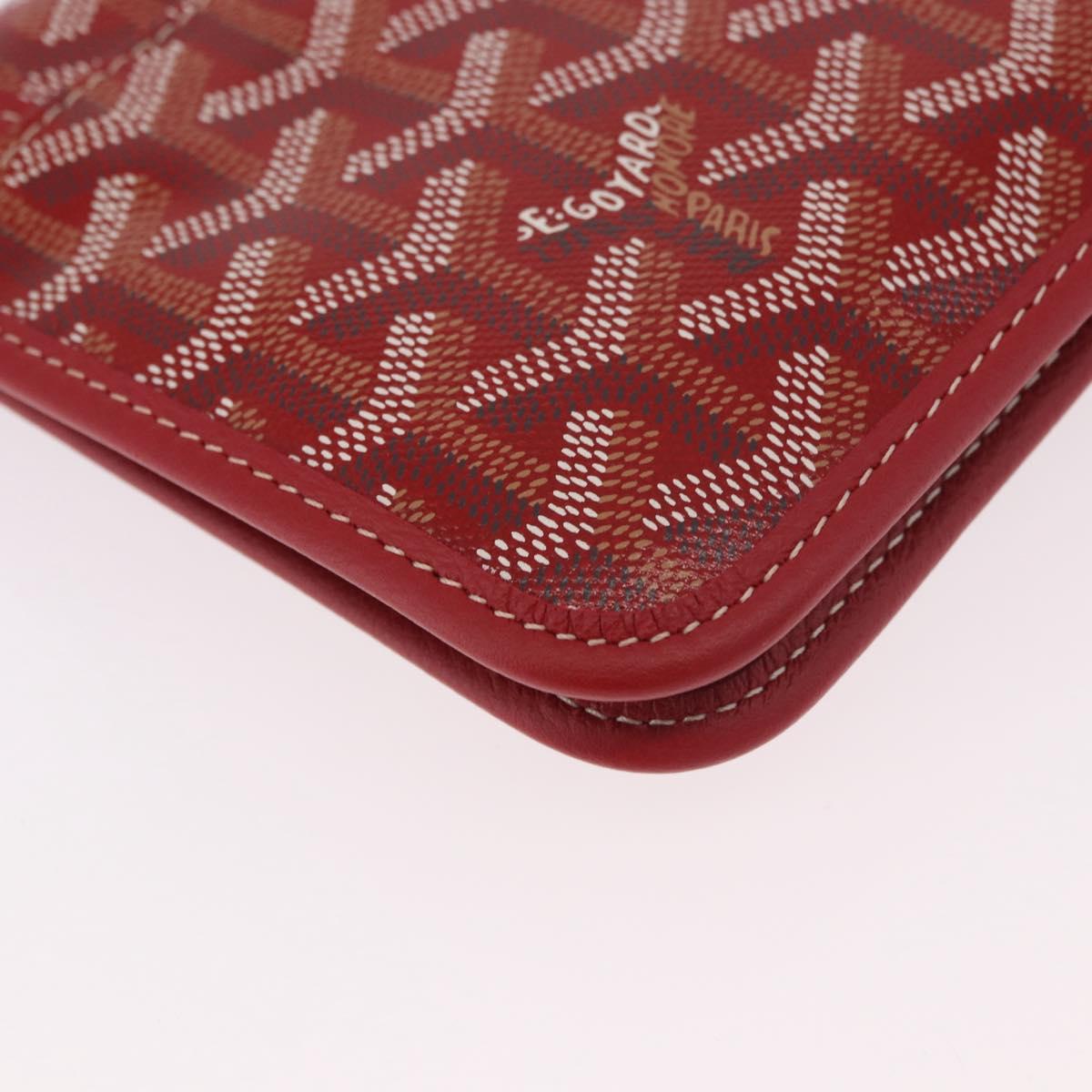 GOYARD Herringbone Shoulder Bag PVC Red Silver Auth SW2347SM