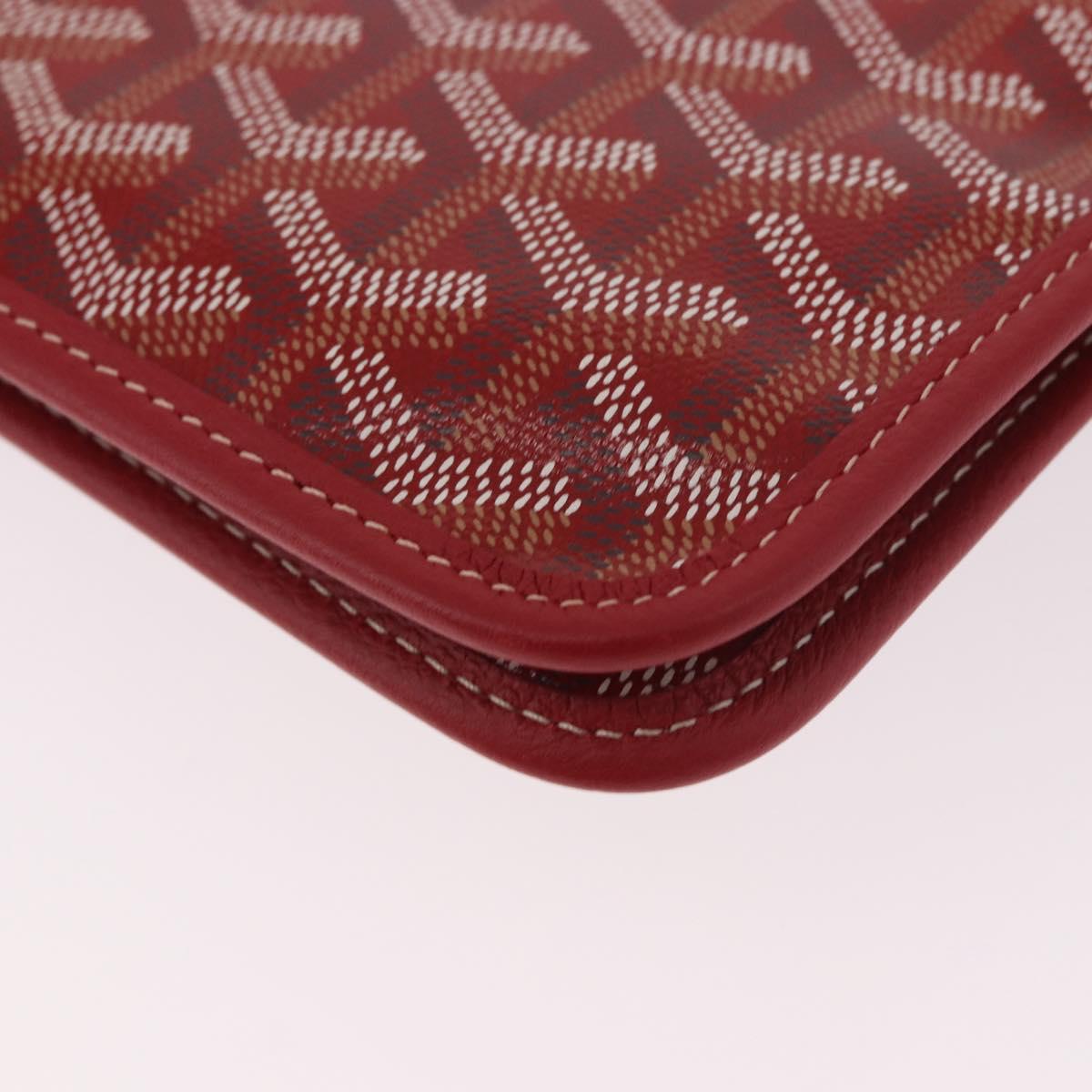 GOYARD Herringbone Shoulder Bag PVC Red Silver Auth SW2347SM
