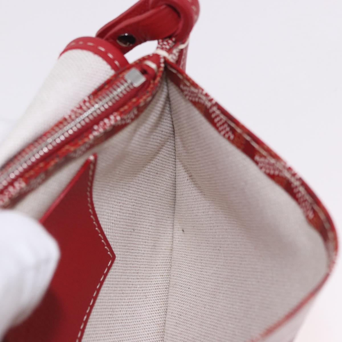 GOYARD Herringbone Shoulder Bag PVC Red Silver Auth SW2347SM