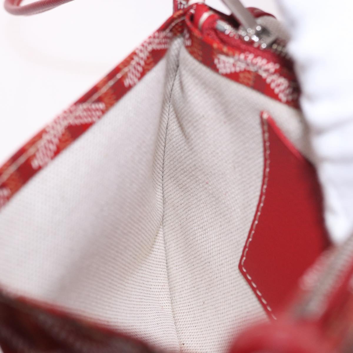 GOYARD Herringbone Shoulder Bag PVC Red Silver Auth SW2347SM
