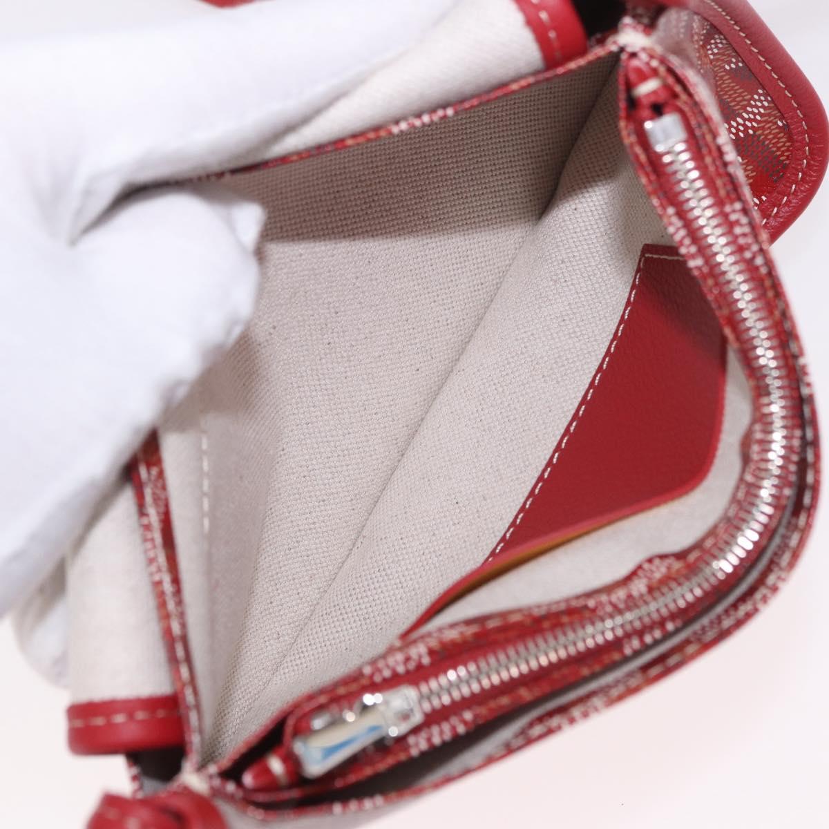 GOYARD Herringbone Shoulder Bag PVC Red Silver Auth SW2347SM
