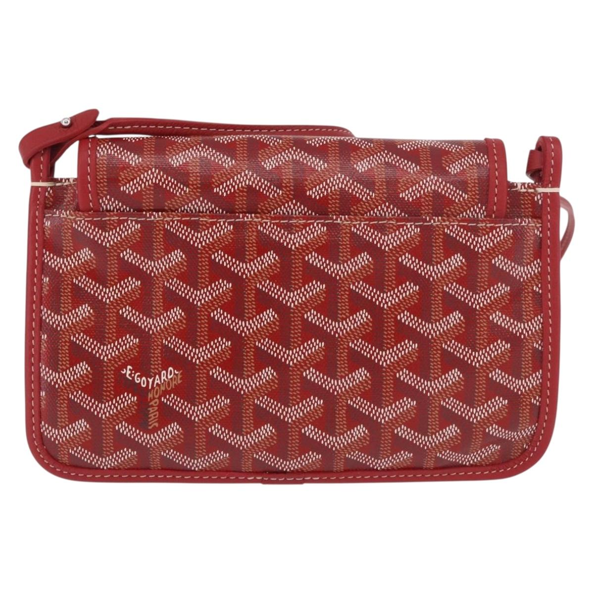 GOYARD Herringbone Shoulder Bag PVC Red Silver Auth SW2347SM