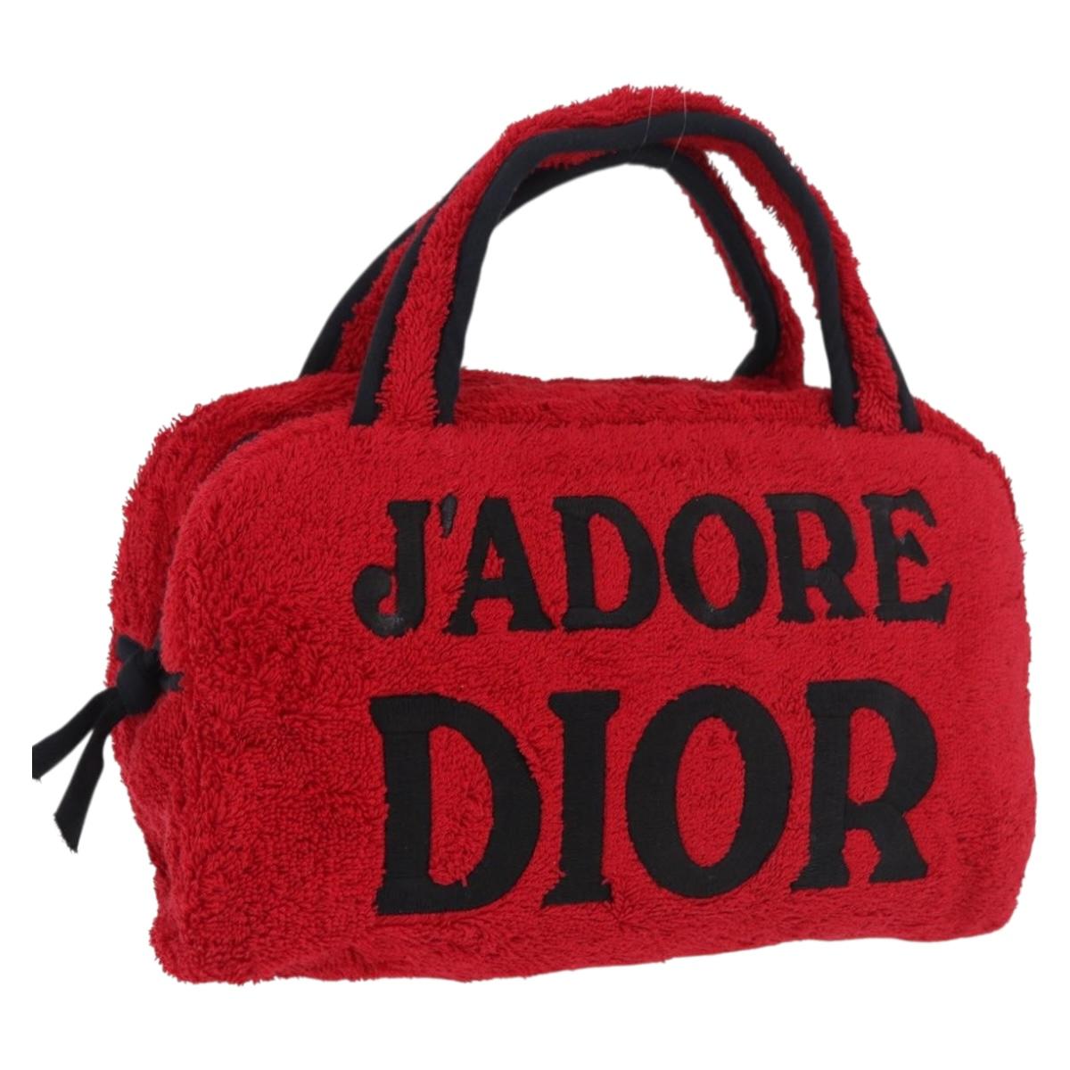 Christian Dior Hand Bag Pile Red Auth SW2351V