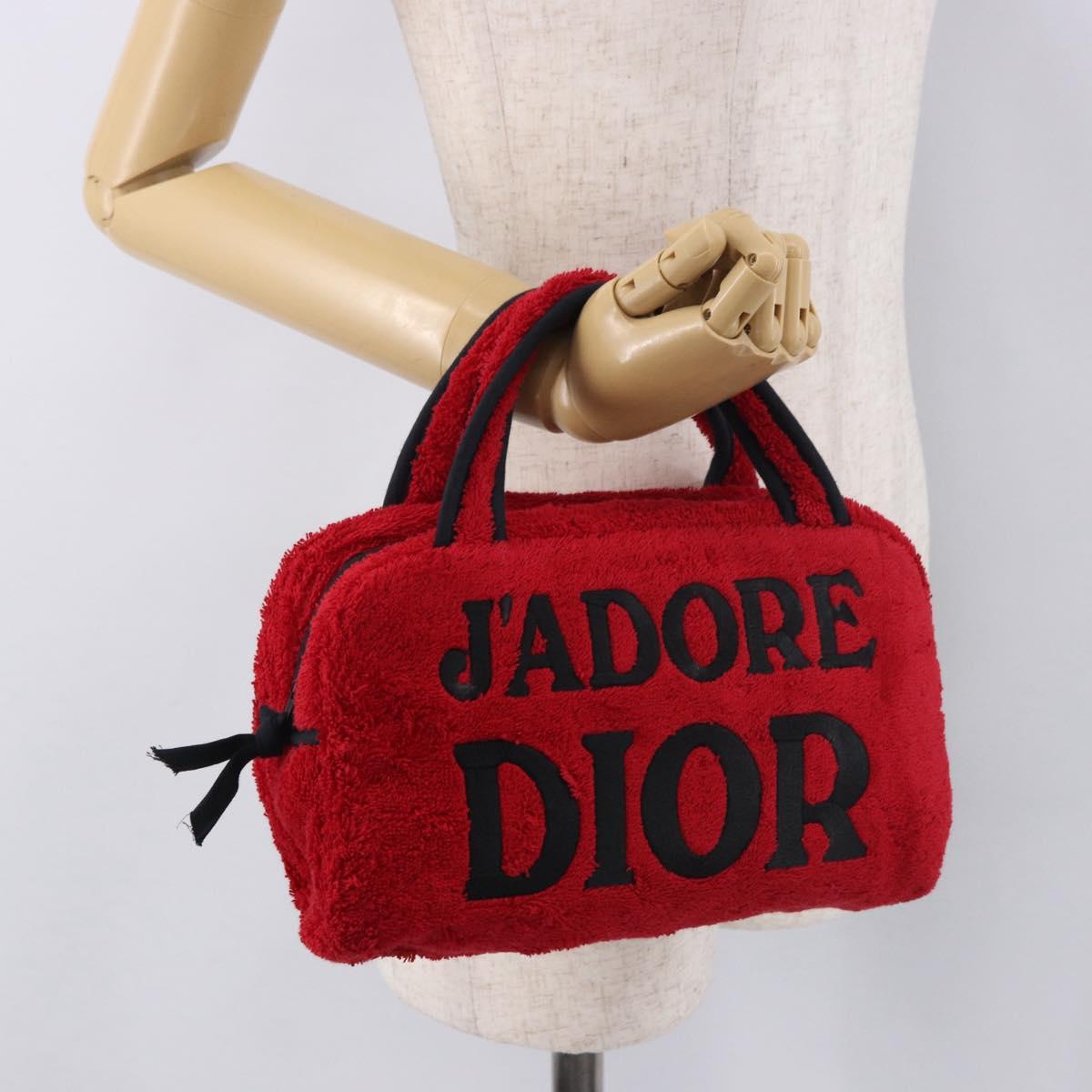 Christian Dior Hand Bag Pile Red Auth SW2351V