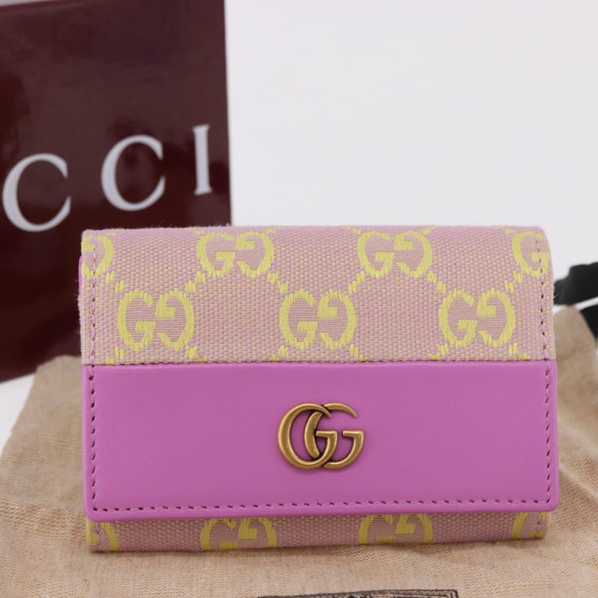 GUCCI GG Canvas Card Case Purple 783120 Auth SW2352SM