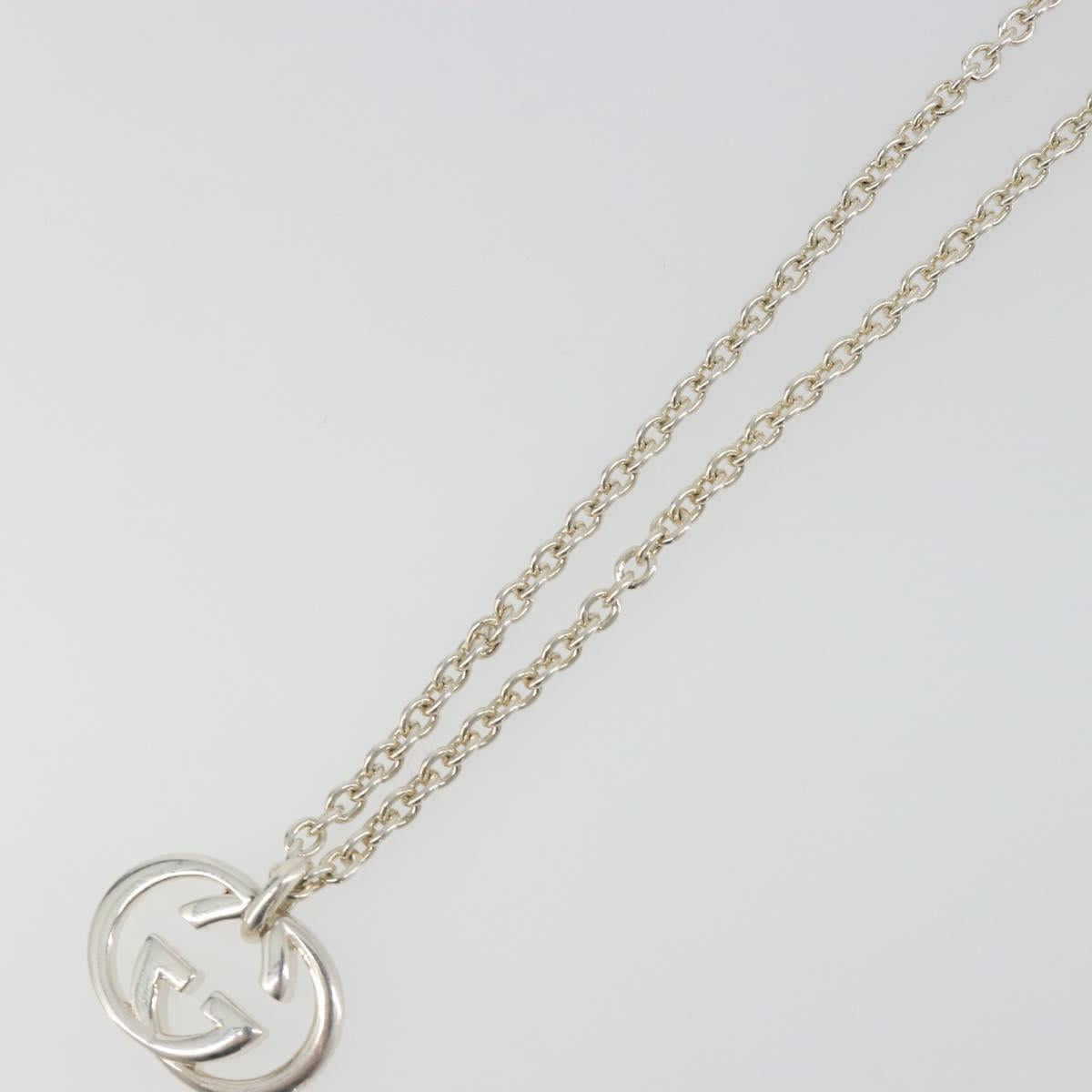GUCCI Interlocking G Necklace Ag925 Silver Auth SW2356V
