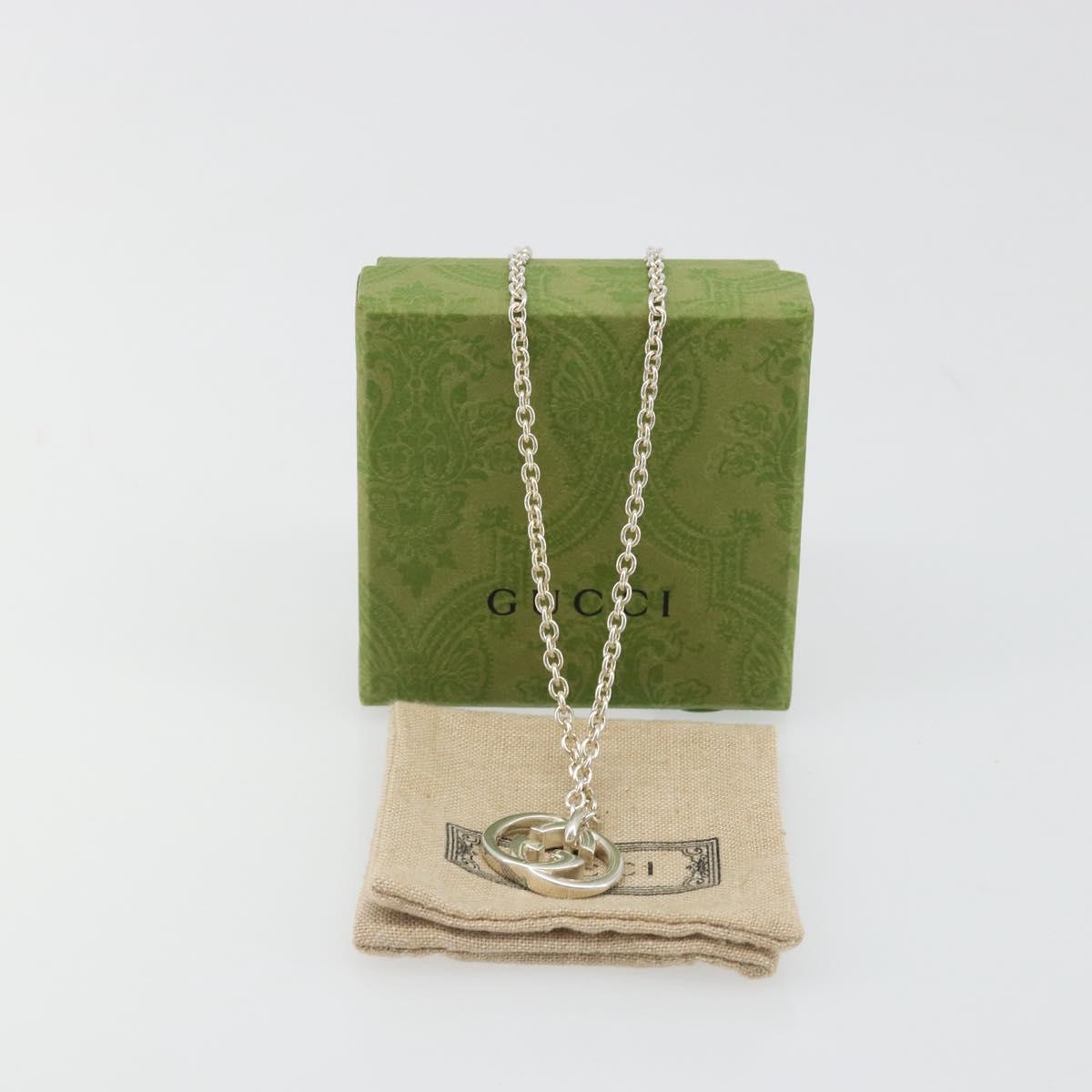 GUCCI Interlocking G Necklace Ag925 Silver Auth SW2356V