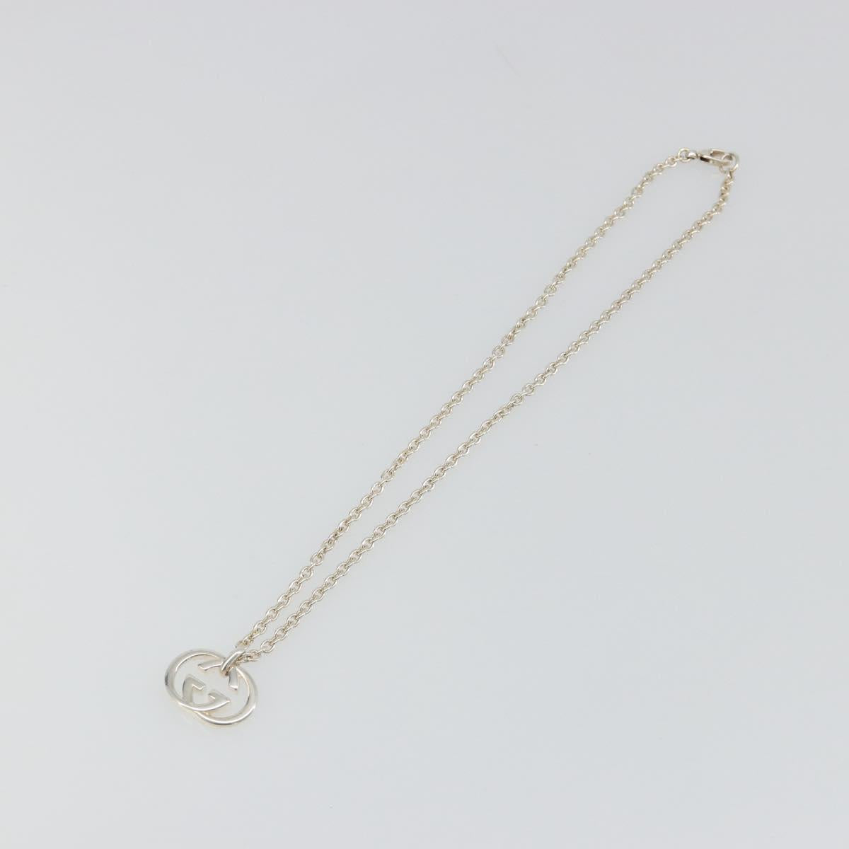 GUCCI Interlocking G Necklace Ag925 Silver Auth SW2356V