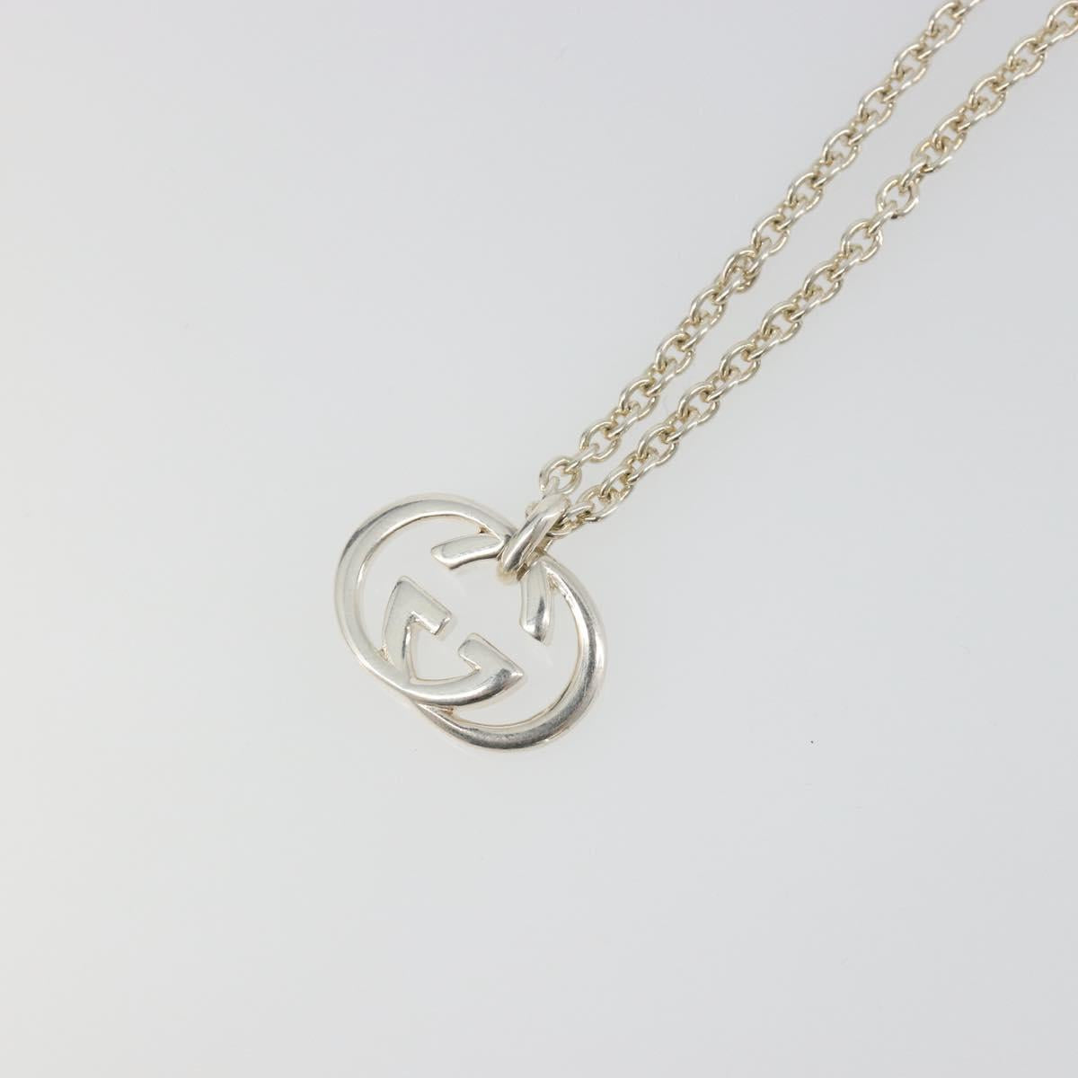 GUCCI Interlocking G Necklace Ag925 Silver Auth SW2356V