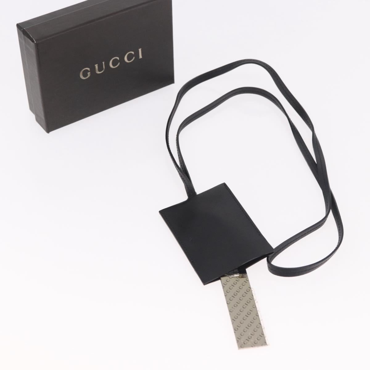GUCCI Clochette Necklace Leather Black Auth SW2359V