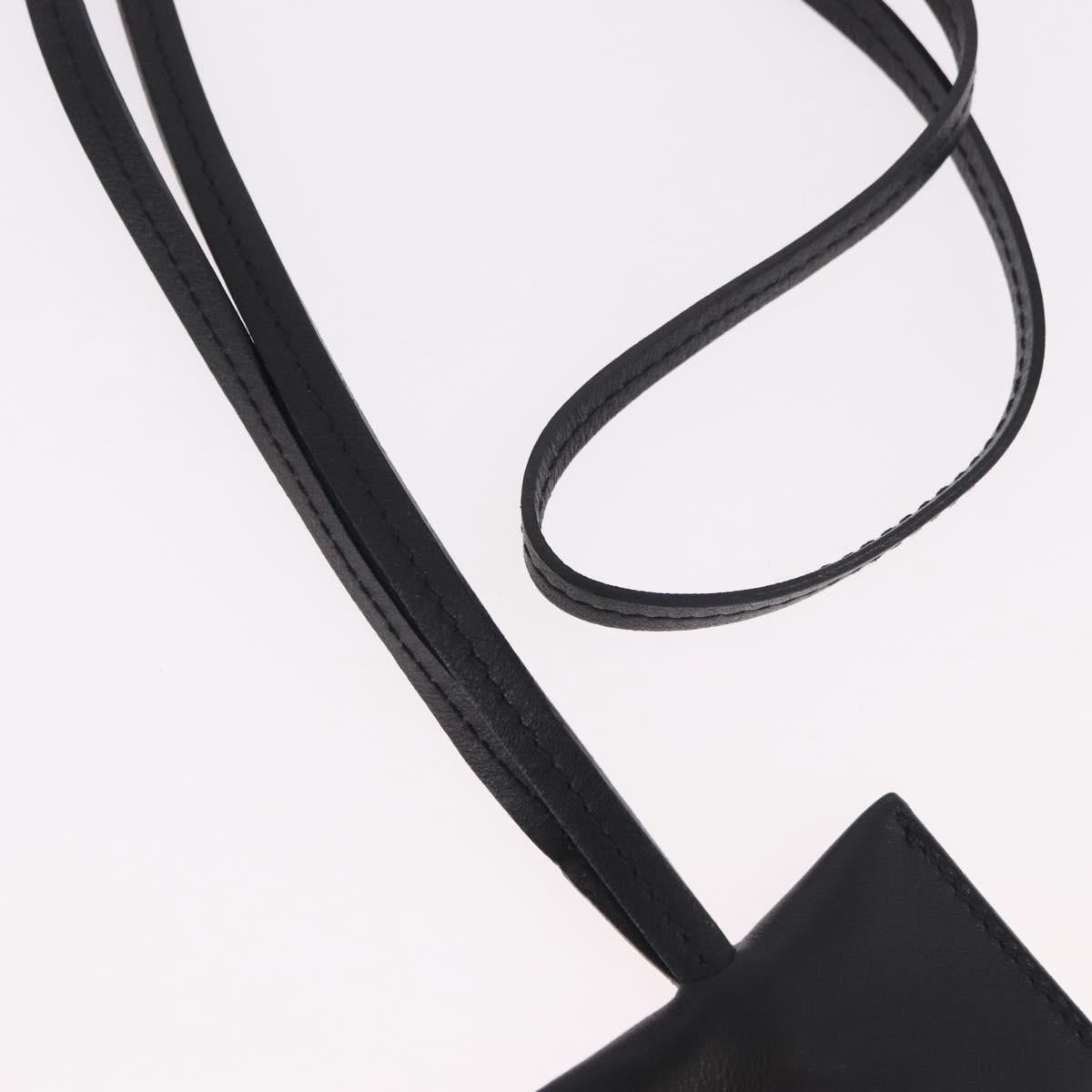 GUCCI Clochette Necklace Leather Black Auth SW2359V