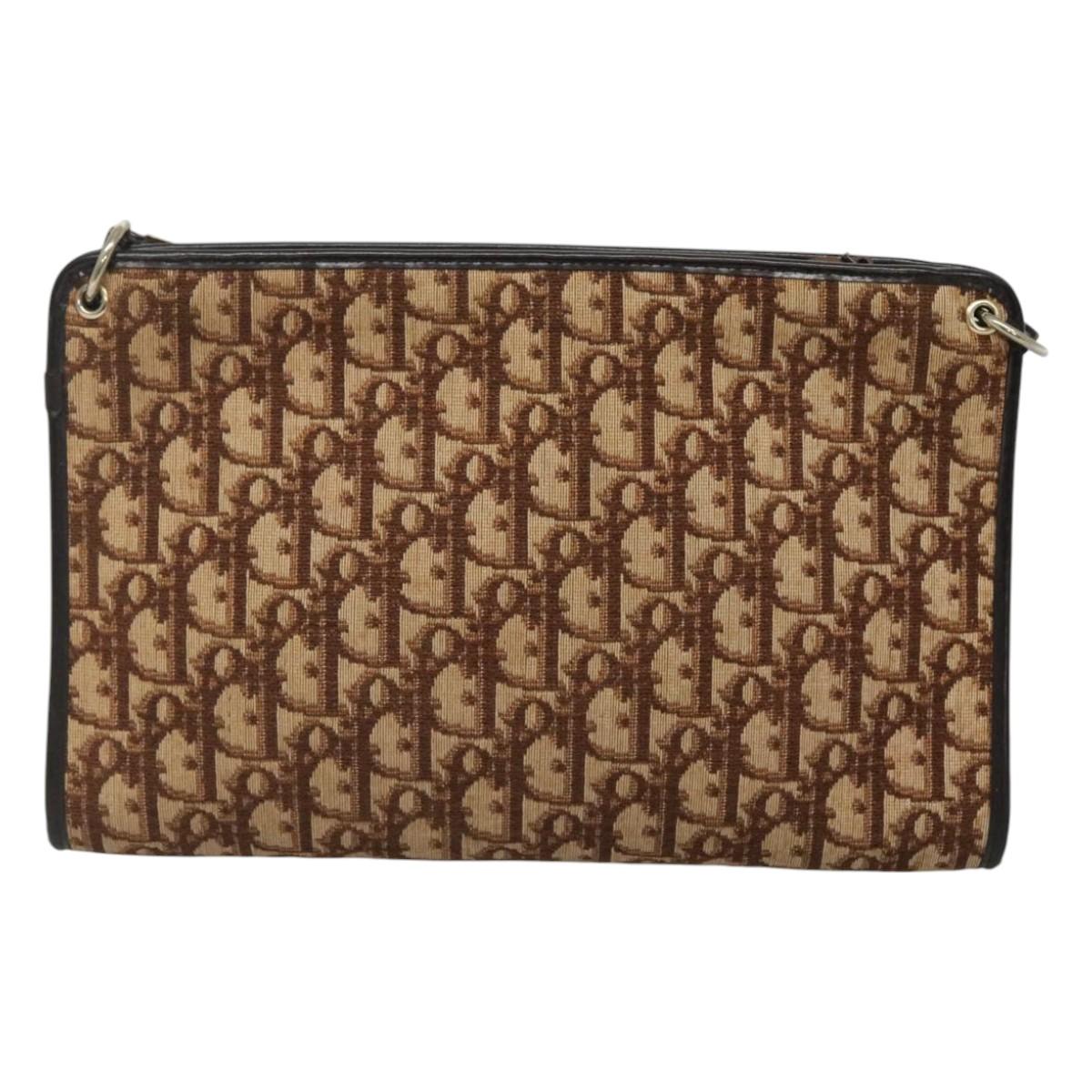 Christian Dior Trotter Canvas Shoulder Bag Brown Auth sw236