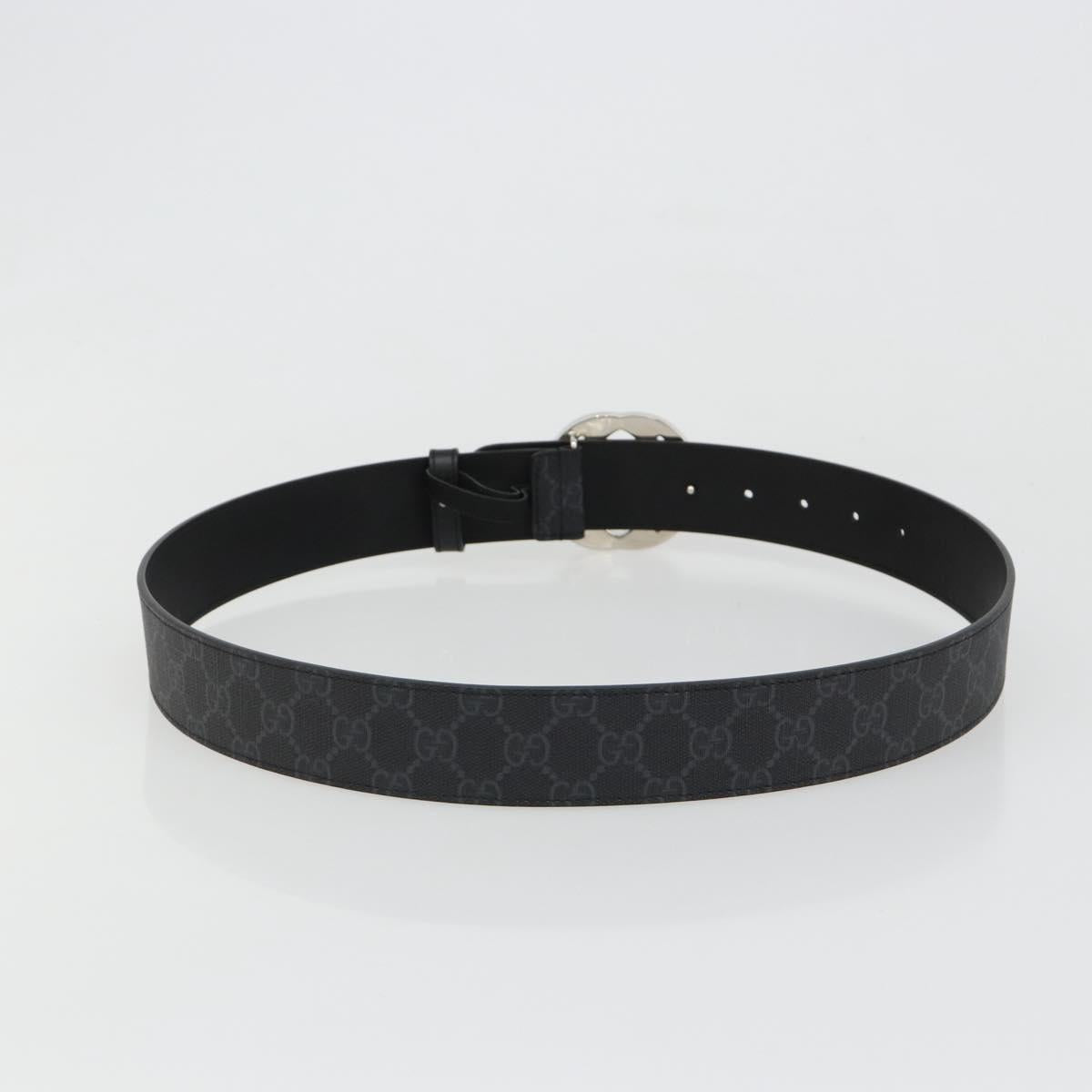 GUCCI GG Supreme Belt PVC 39.4"" Black Silver 411924 Auth SW2361M