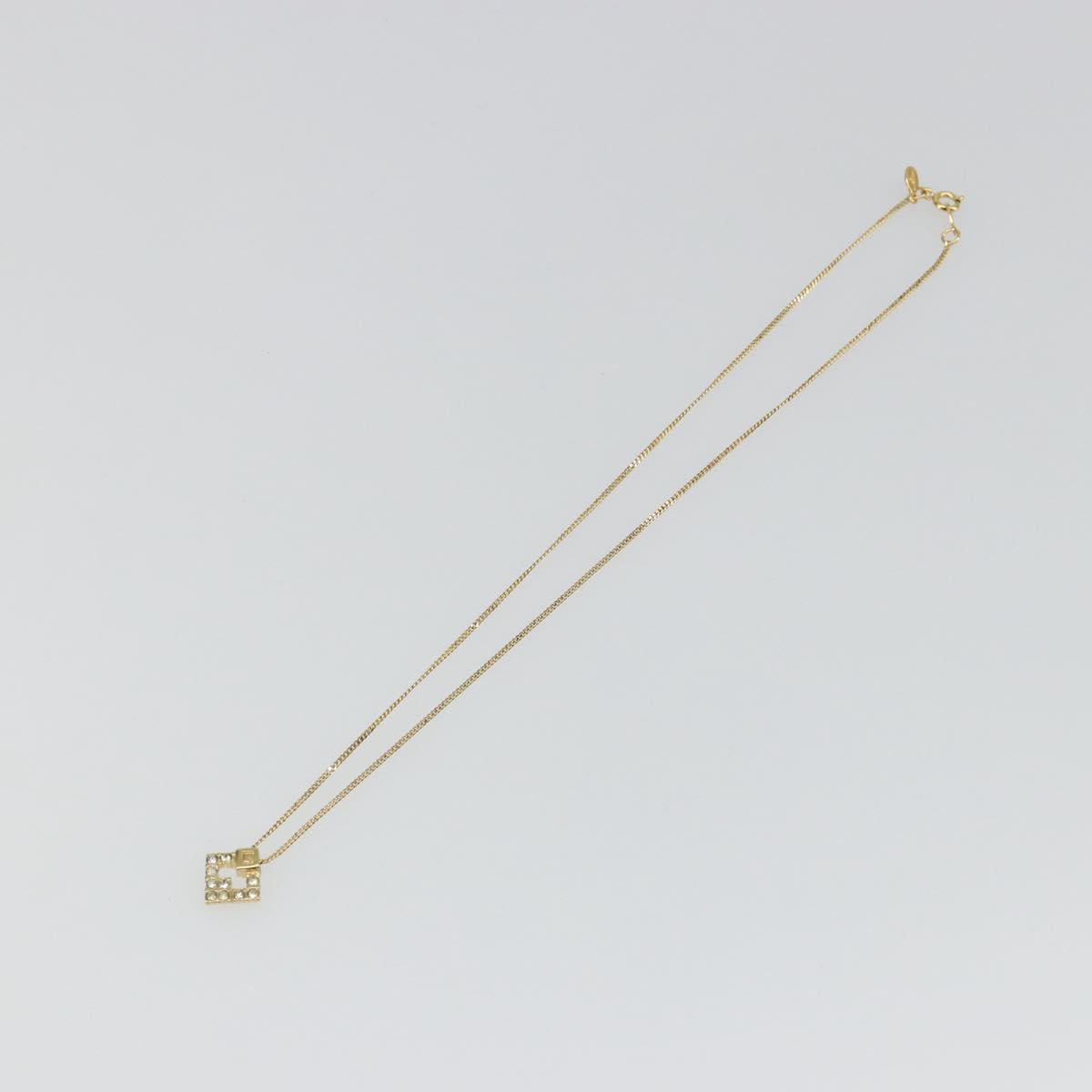 GIVENCHY Rhinestone Necklace metal Gold Auth SW2366