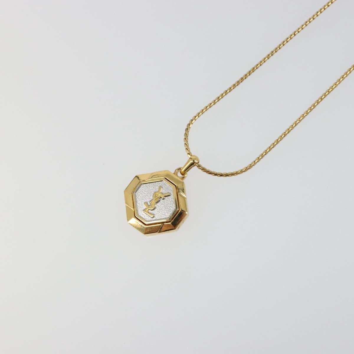 SAINT LAURENT Necklace metal Gold Tone Auth SW2370