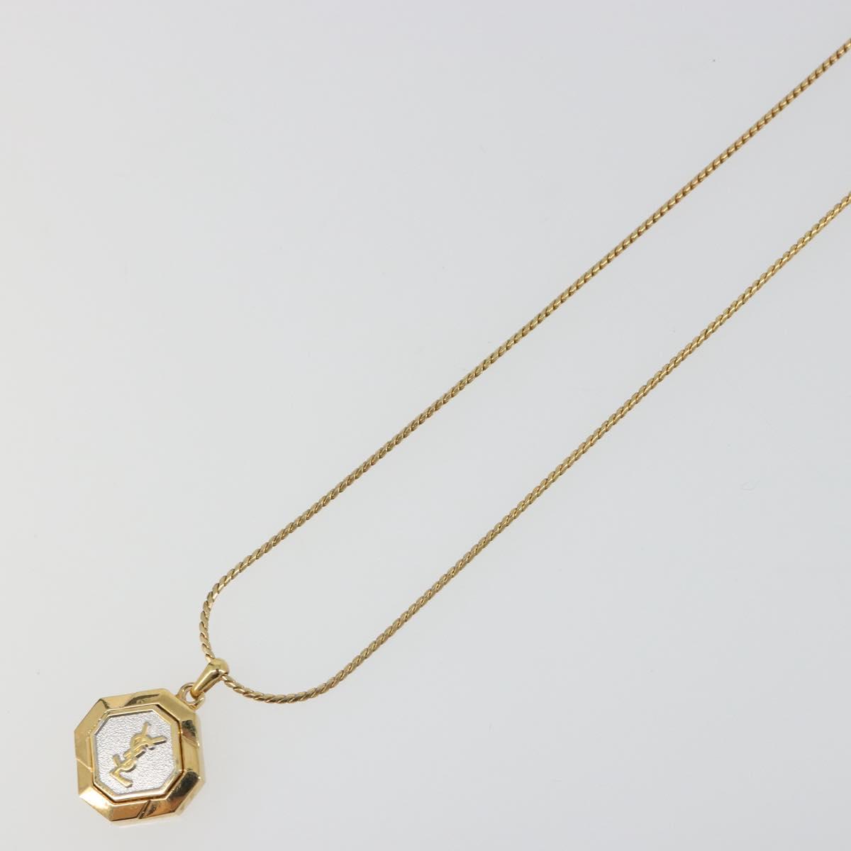 SAINT LAURENT Necklace metal Gold Tone Auth SW2370