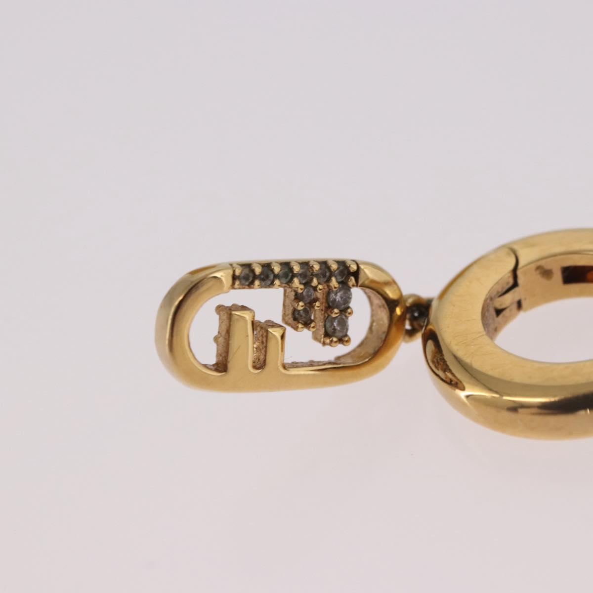 FENDI Aurochre Rhinestones Pierce Earring metal Gold Auth SW2373V