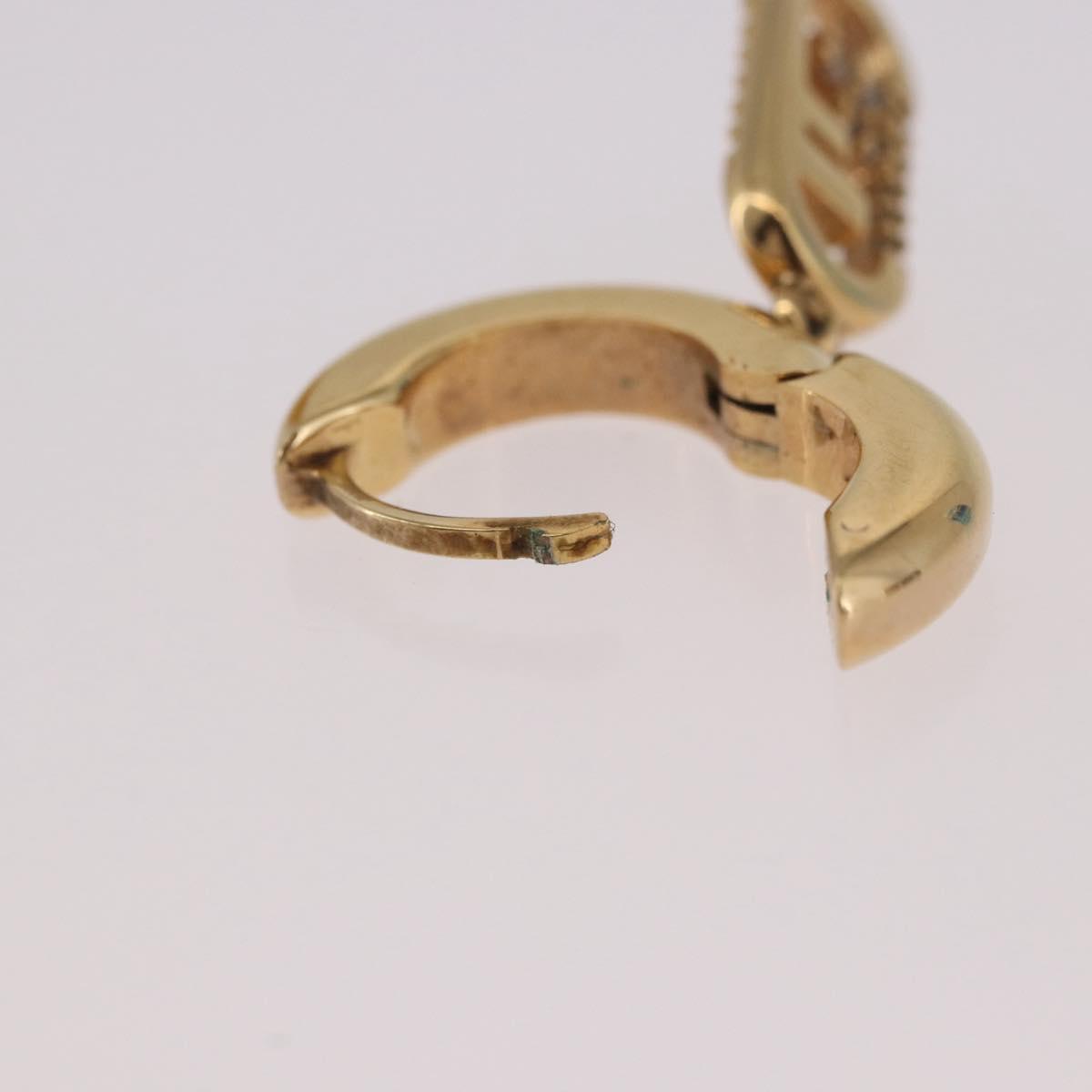 FENDI Aurochre Rhinestones Pierce Earring metal Gold Auth SW2373V