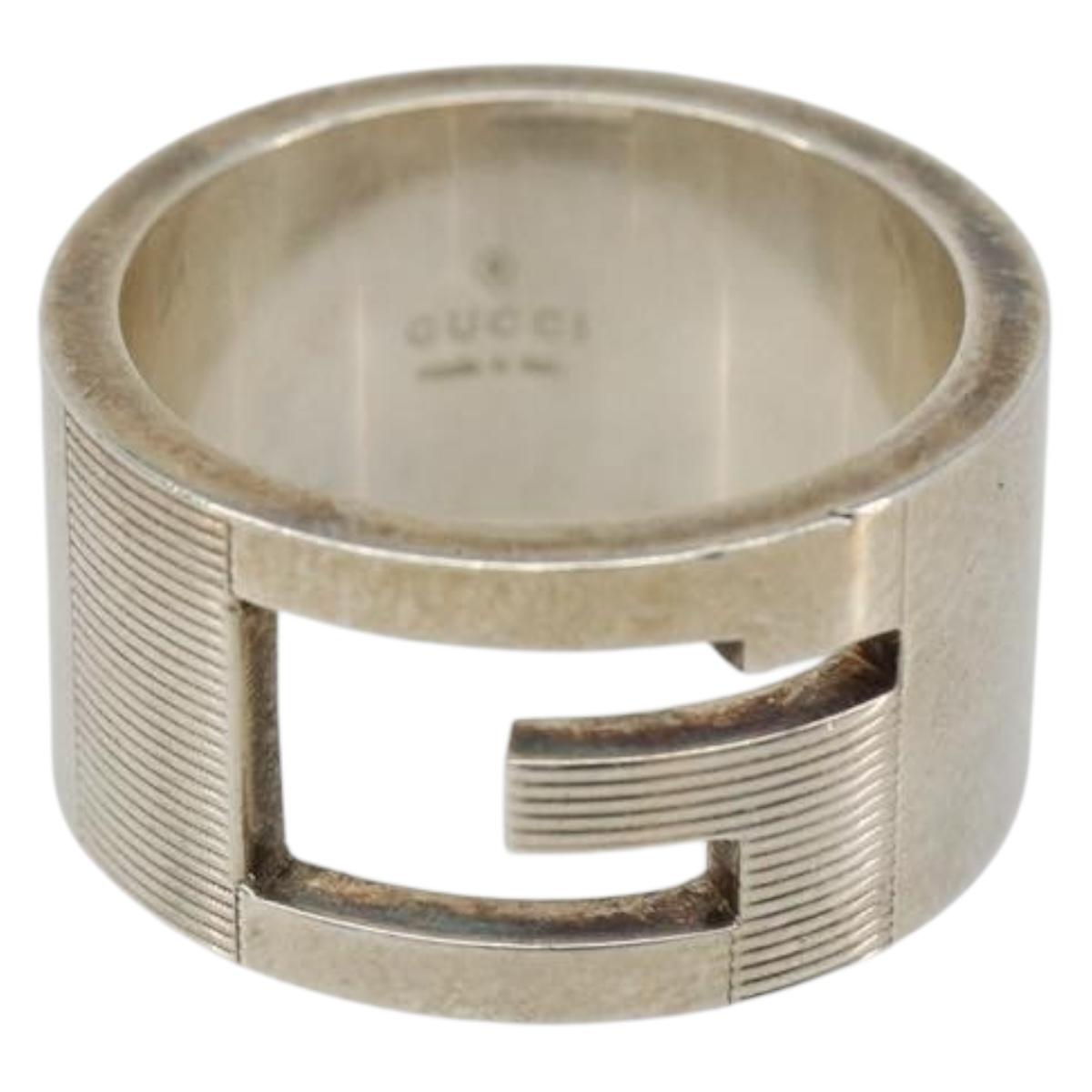 GUCCI Branded G Ring Ag925 Silver Auth SW2379V