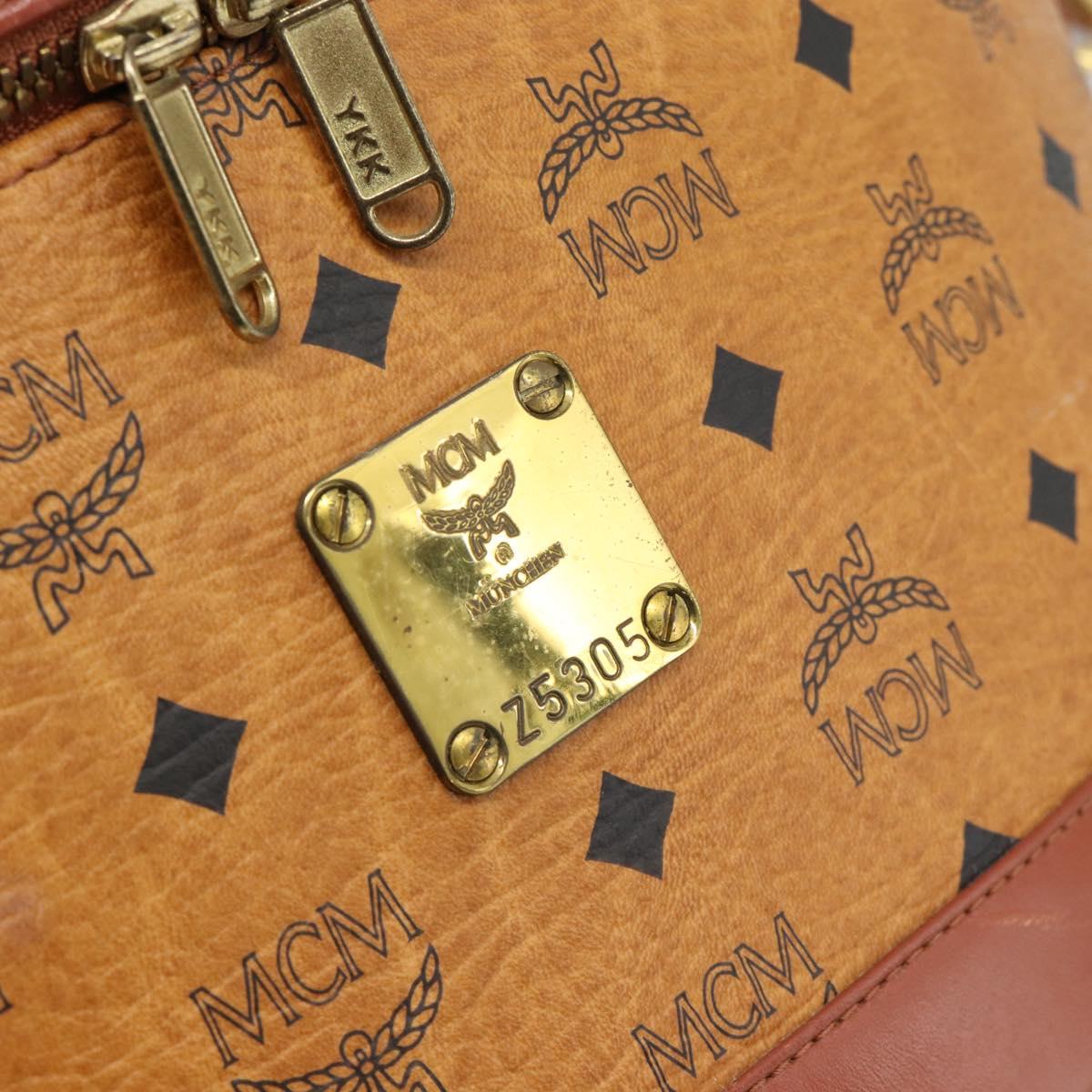 MCM Vicetos Logogram Vanity Hand Bag PVC Leather 2way Brown Gold Auth SW2380A