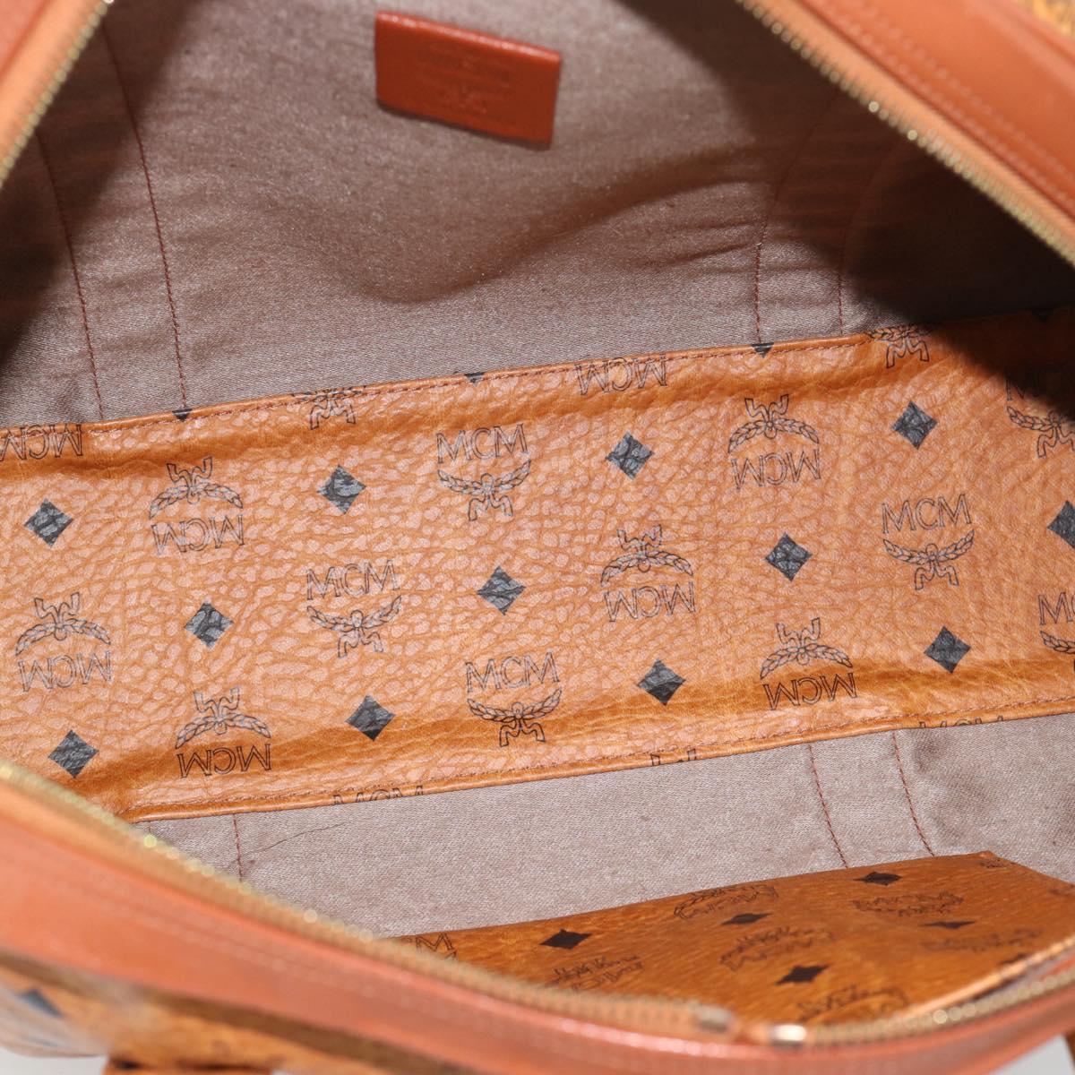 MCM Vicetos Logogram Tote Bag PVC Leather Brown Gold Auth SW2381A