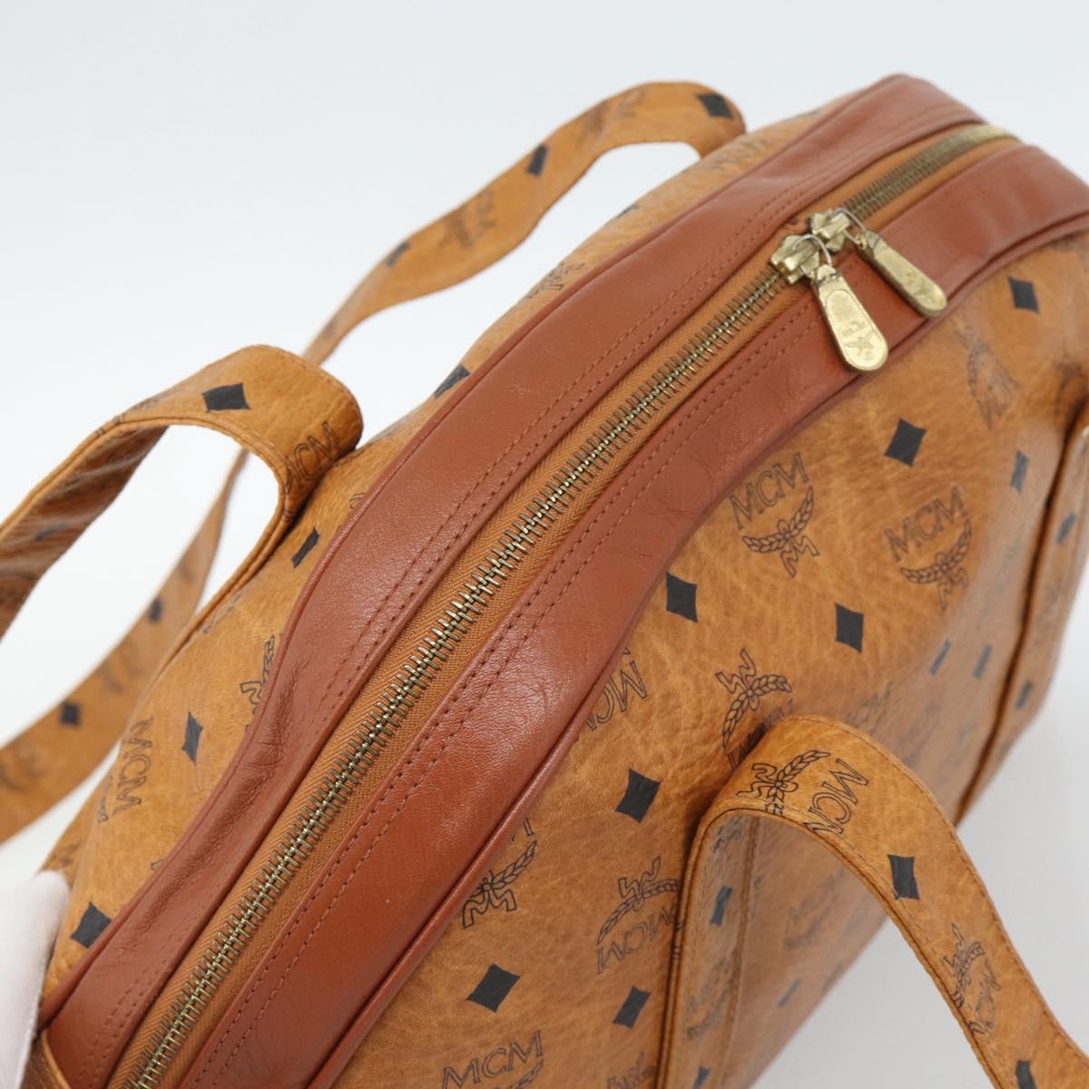 MCM Vicetos Logogram Tote Bag PVC Leather Brown Gold Auth SW2381A