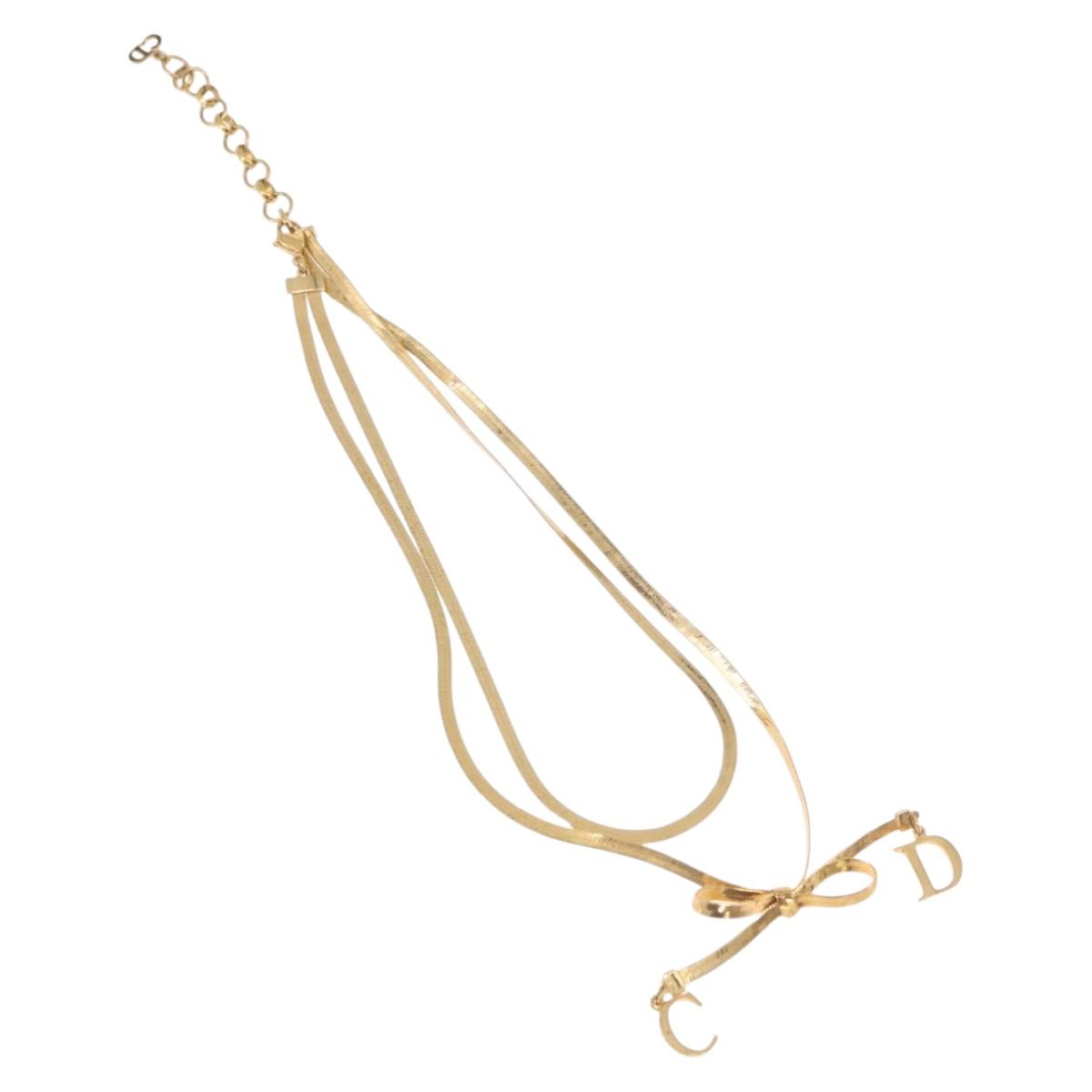 Christian Dior Necklace metal Gold Auth SW2382V