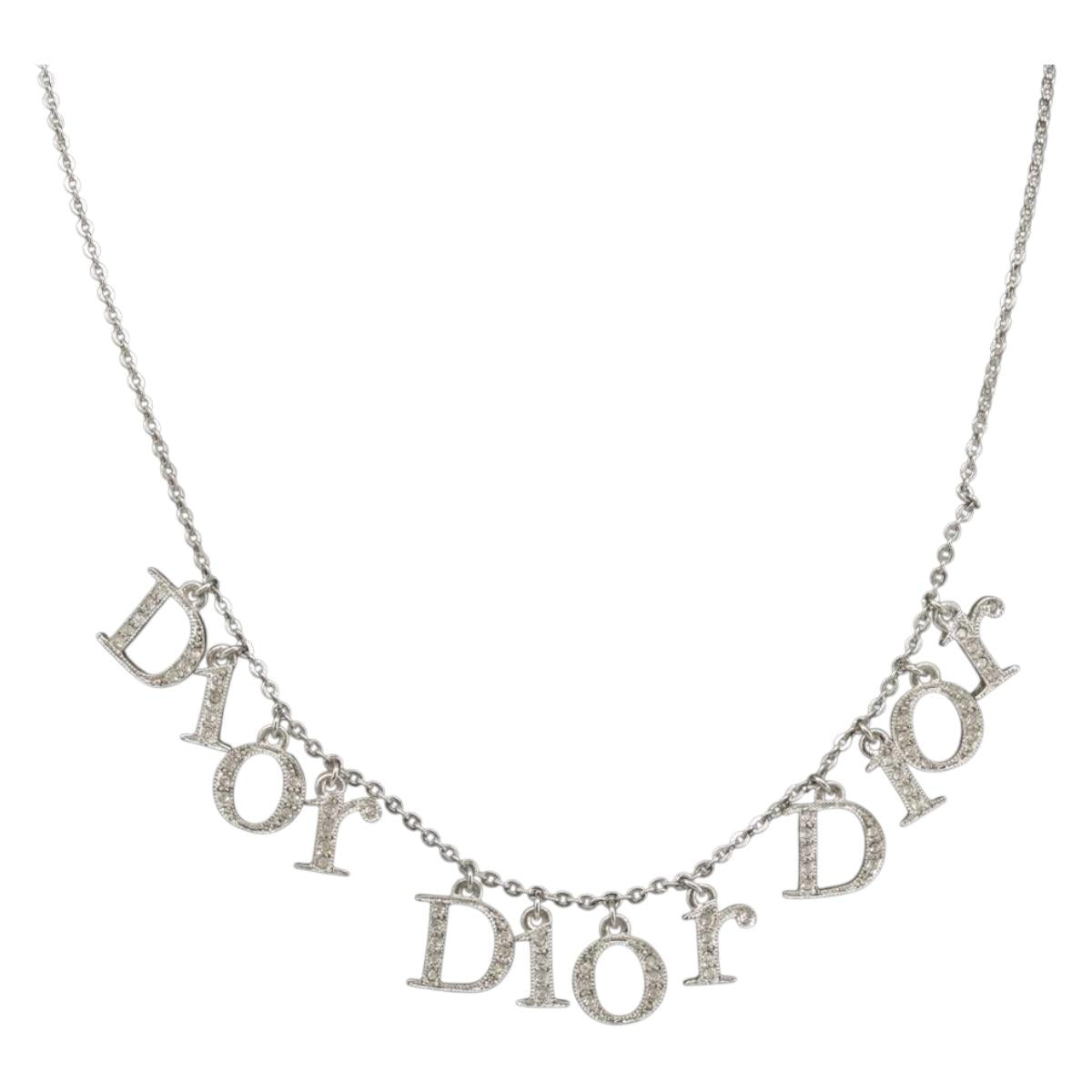 Christian Dior Necklace metal Silver Auth SW2383V