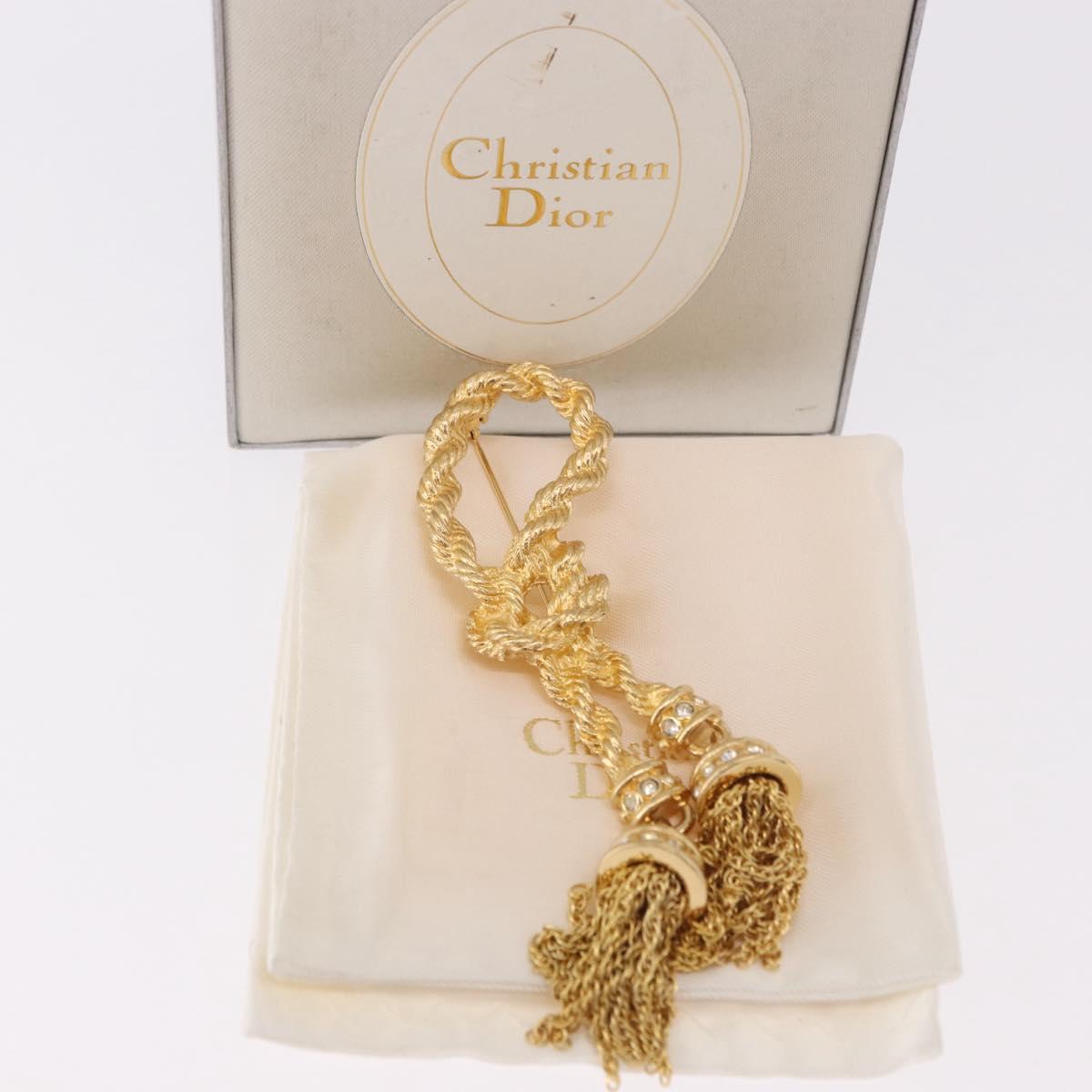 Christian Dior Tassel Motif Brooch metal Gold Auth SW2385V