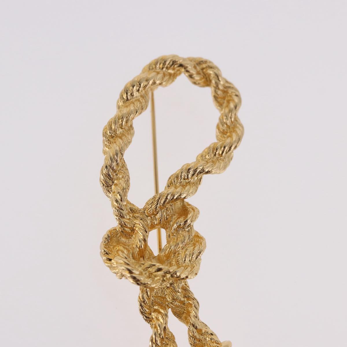 Christian Dior Tassel Motif Brooch metal Gold Auth SW2385V