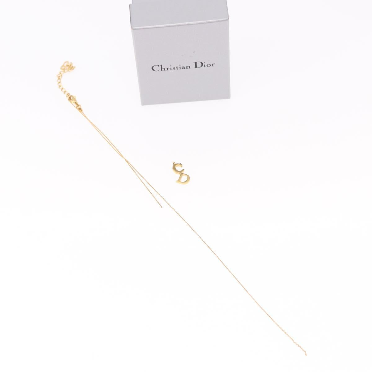 Christian Dior CD Logo Necklace metal Gold Tone Auth SW2388