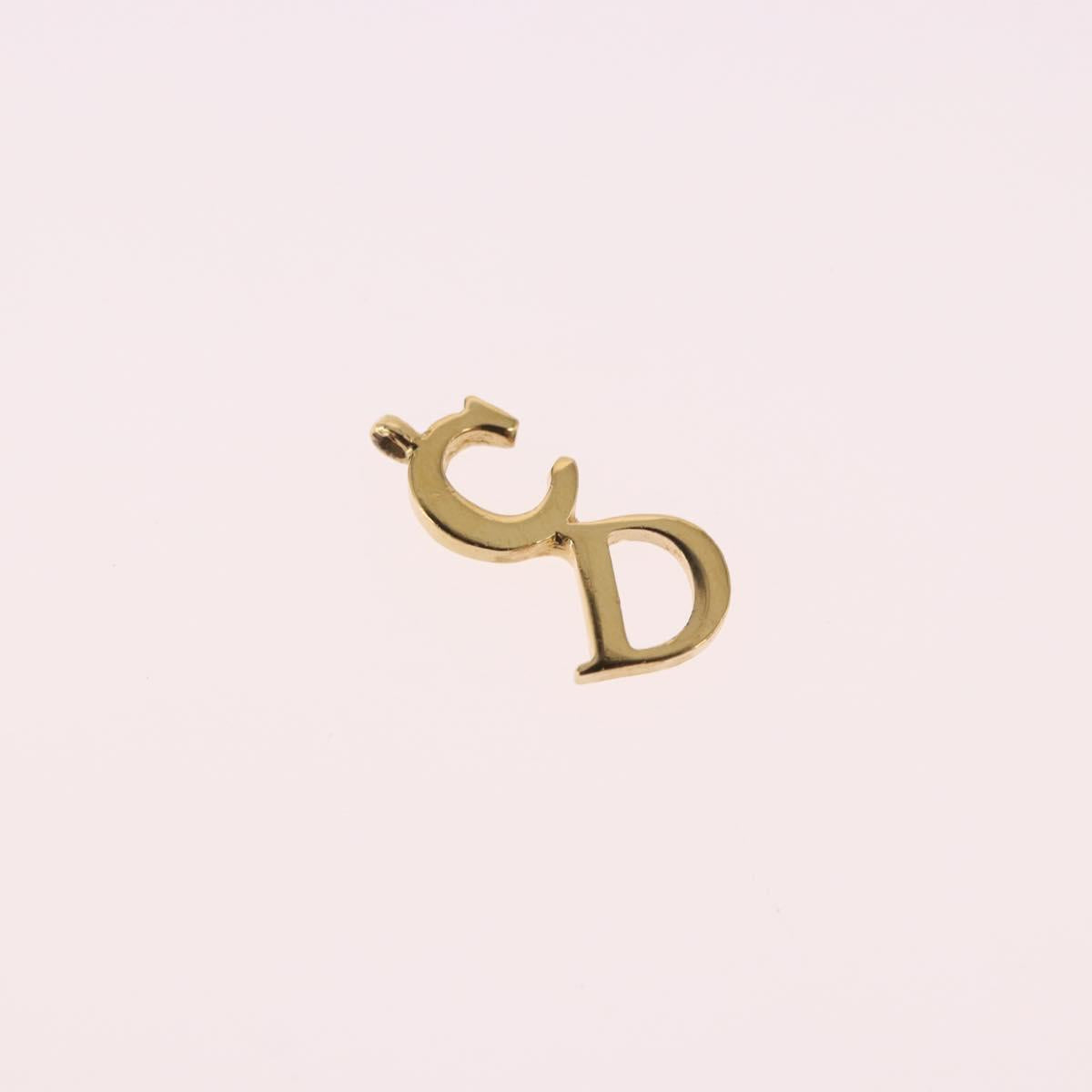 Christian Dior CD Logo Necklace metal Gold Tone Auth SW2388