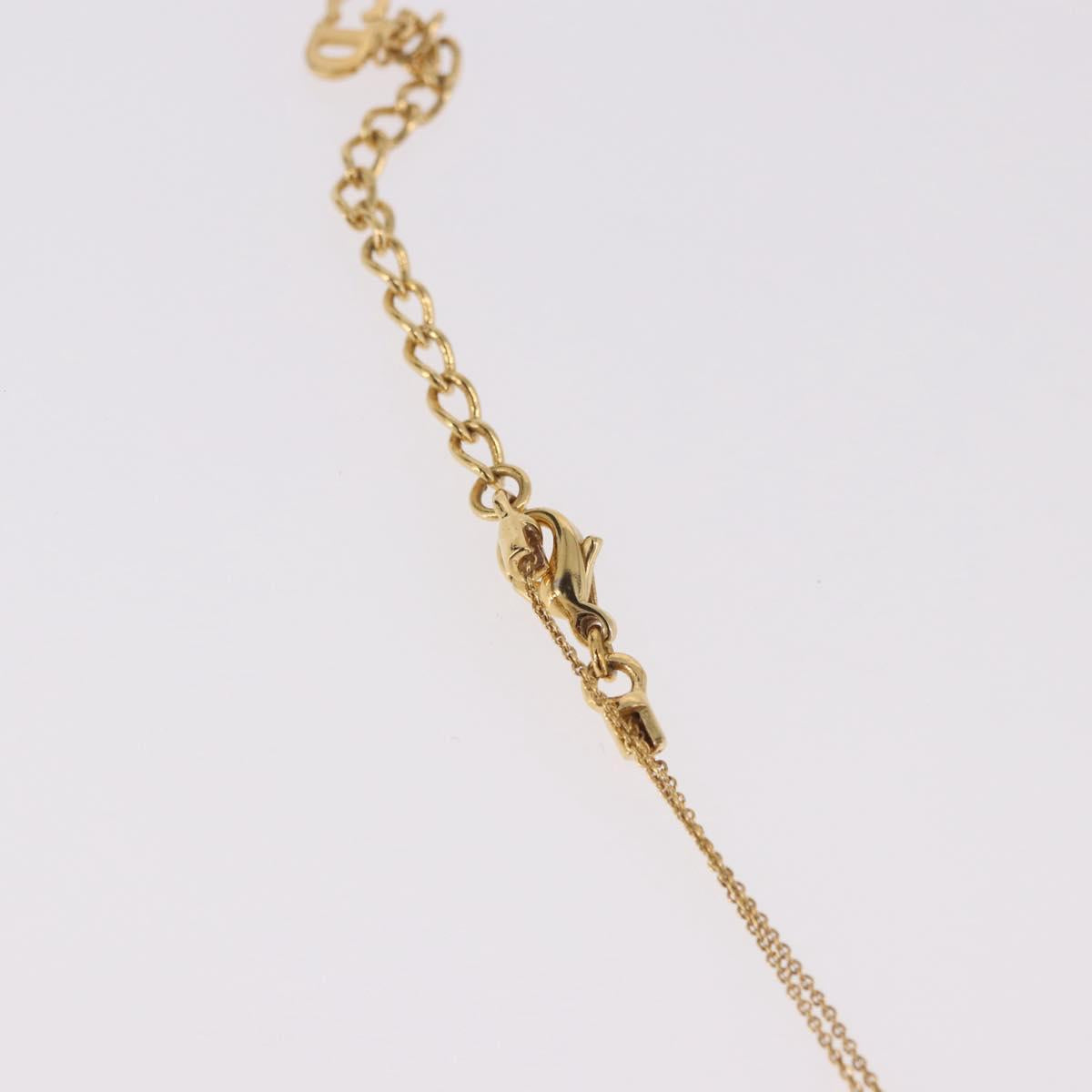 Christian Dior CD Logo Necklace metal Gold Tone Auth SW2388