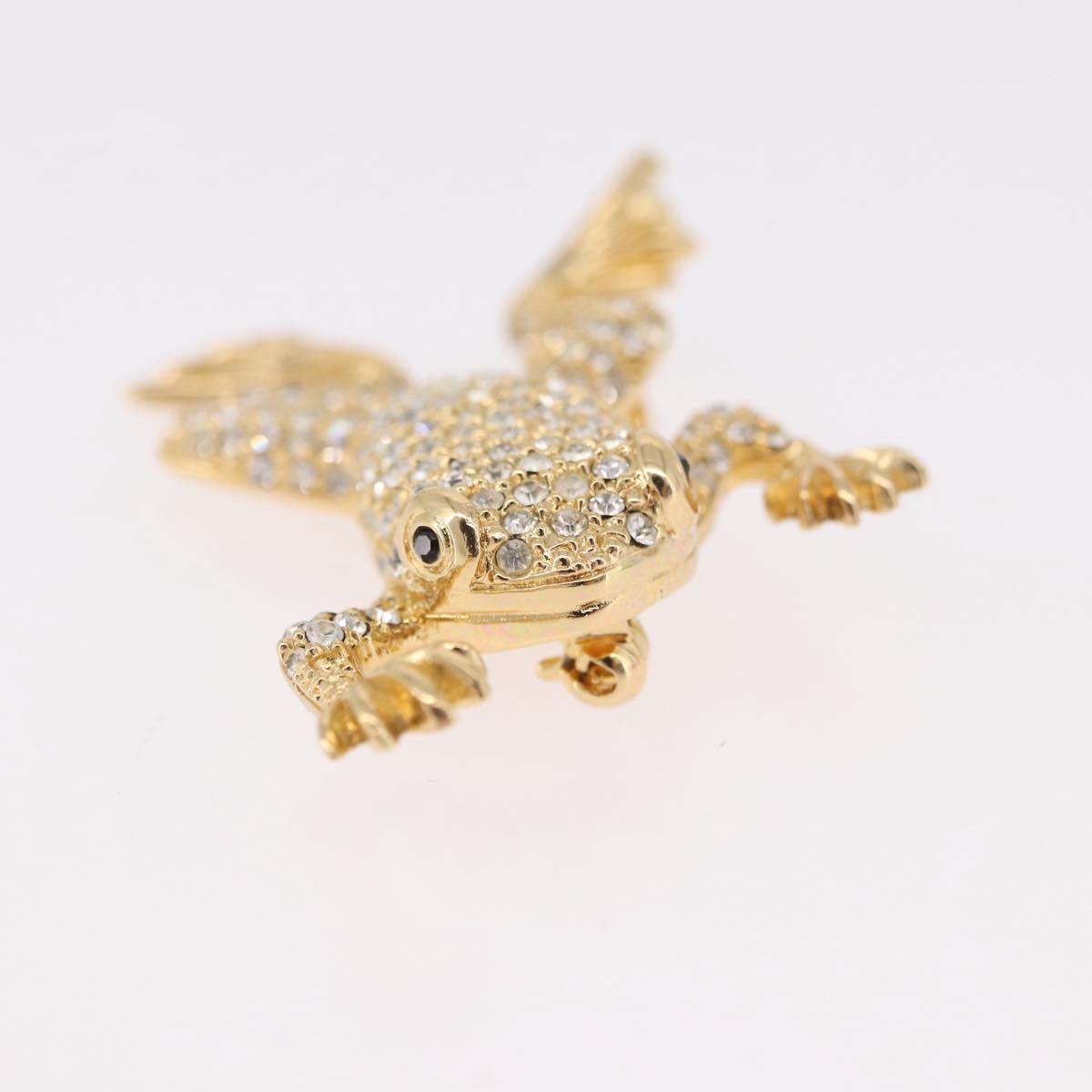 Christian Dior Rhinestone Brooch metal Gold Auth SW2393