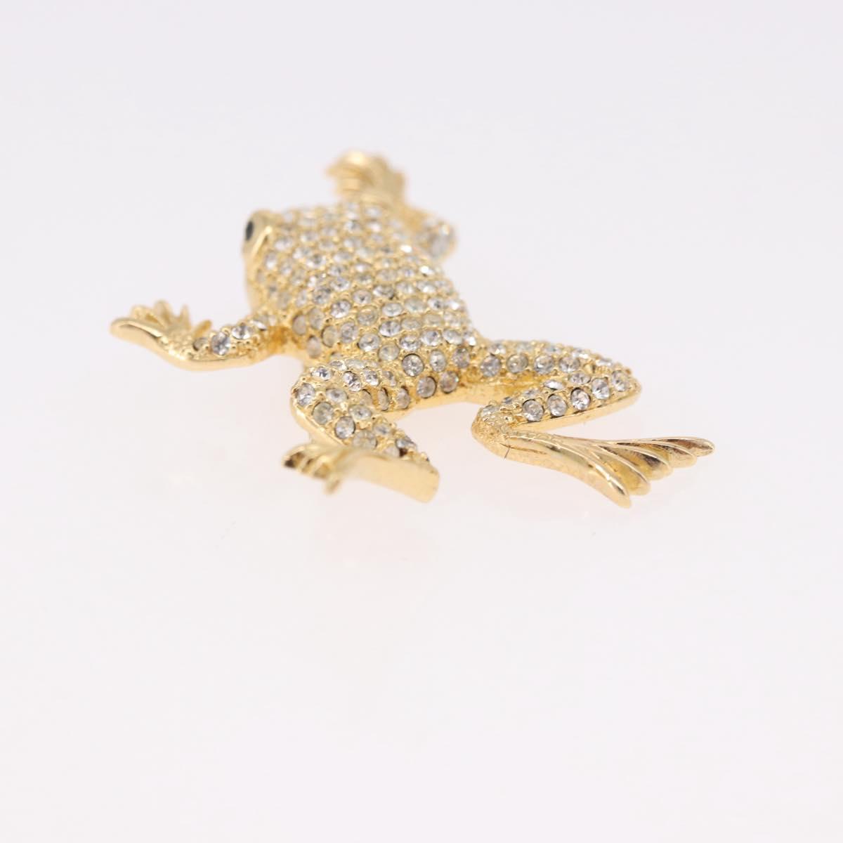 Christian Dior Rhinestone Brooch metal Gold Auth SW2393