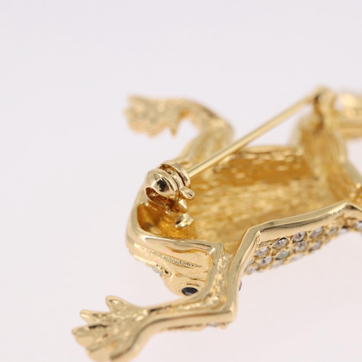 Christian Dior Rhinestone Brooch metal Gold Auth SW2393