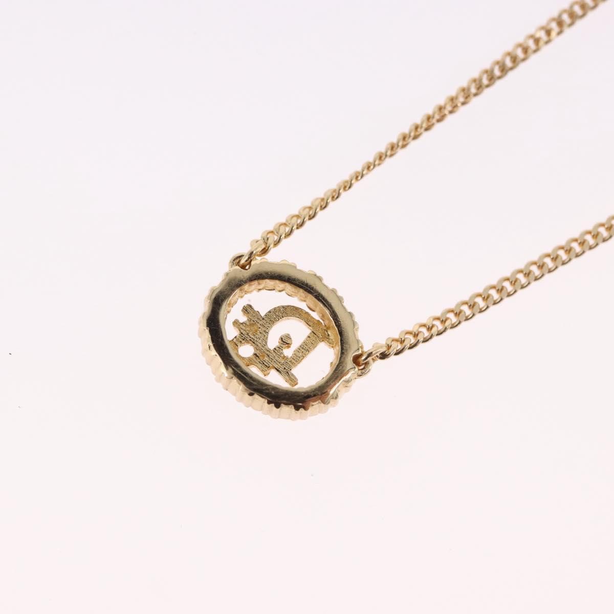 Christian Dior Earring Necklace metal set Gold Tone Auth SW2395V