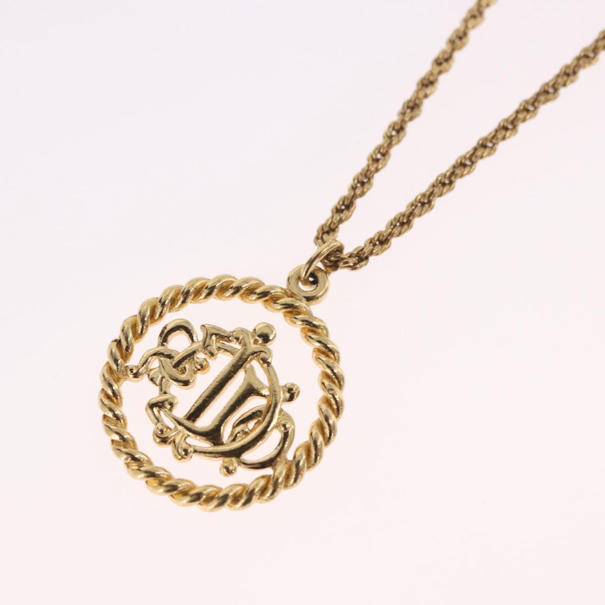 Christian Dior CD Logo Round Necklace metal Gold Auth SW2396