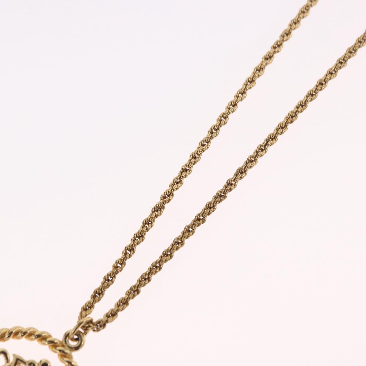Christian Dior CD Logo Round Necklace metal Gold Auth SW2396