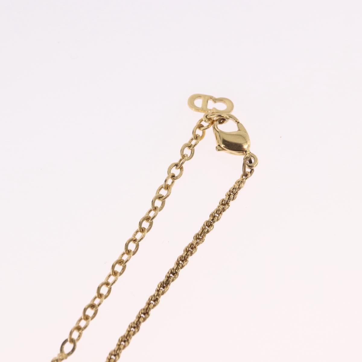 Christian Dior CD Logo Round Necklace metal Gold Auth SW2396