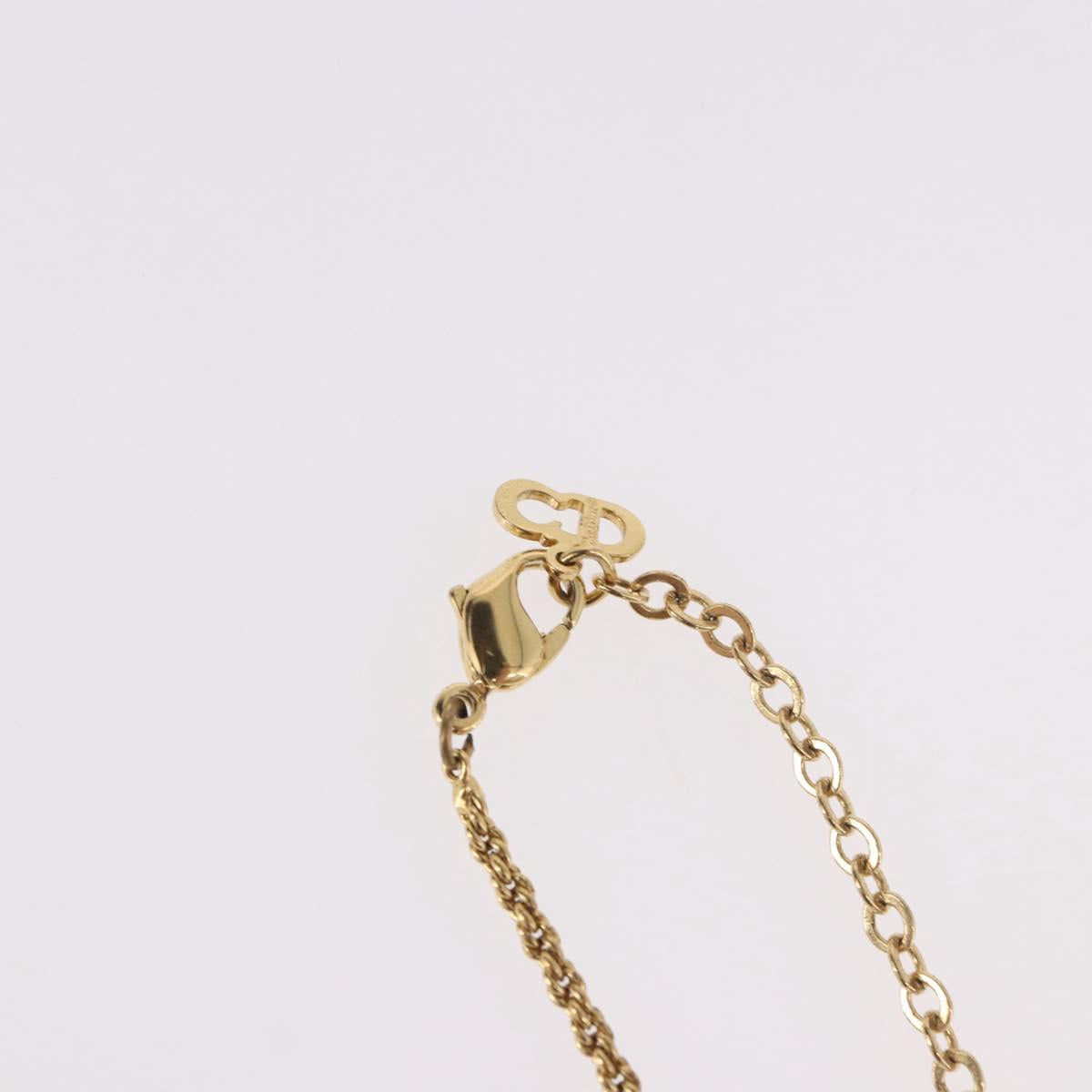 Christian Dior CD Logo Round Necklace metal Gold Auth SW2396