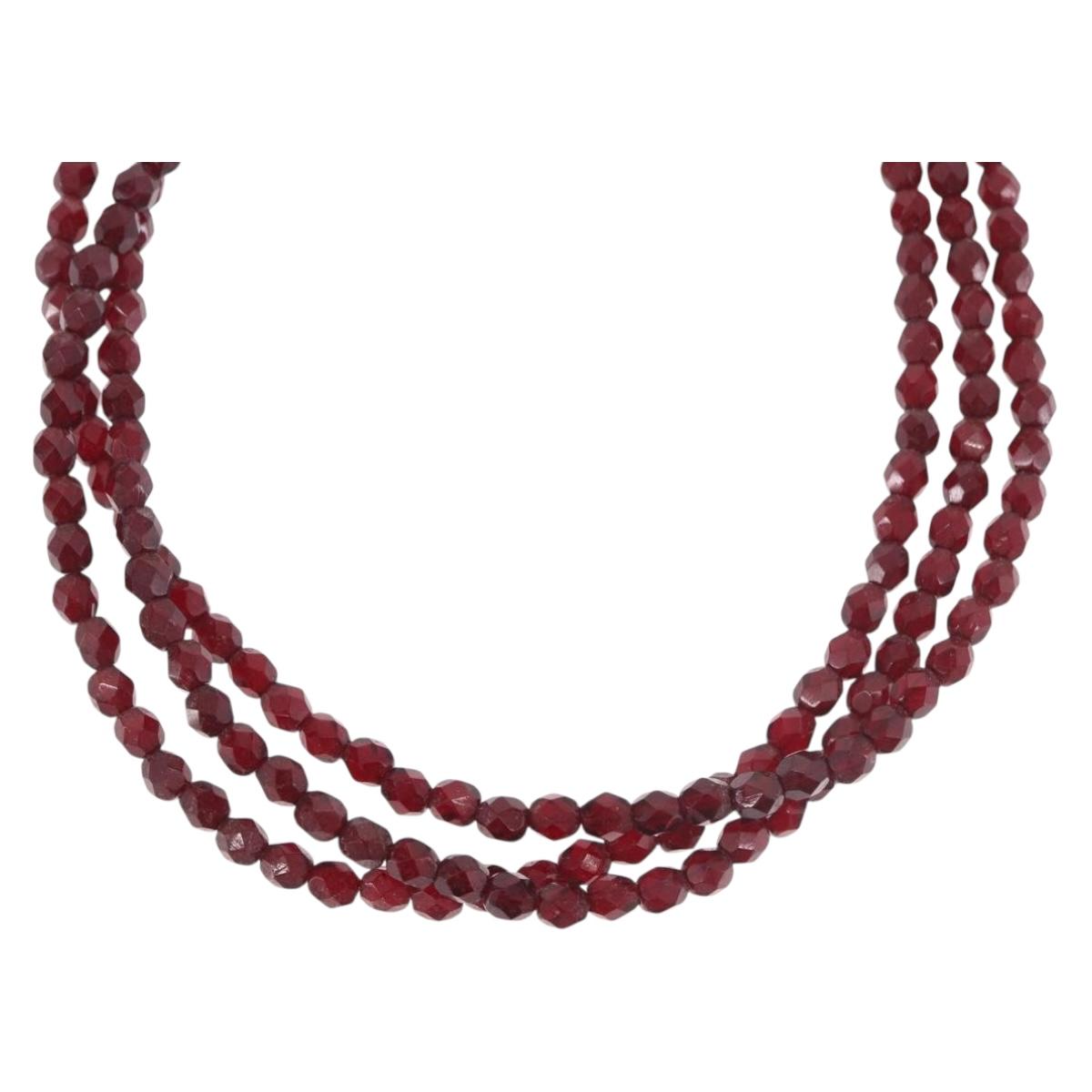 Christian Dior Necklace metal Bordeaux Auth SW2397V