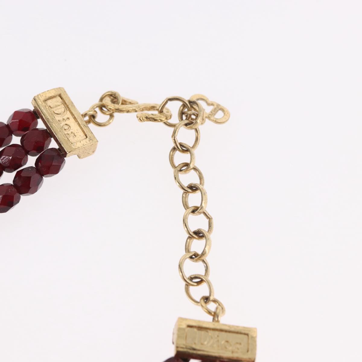 Christian Dior Necklace metal Bordeaux Auth SW2397V