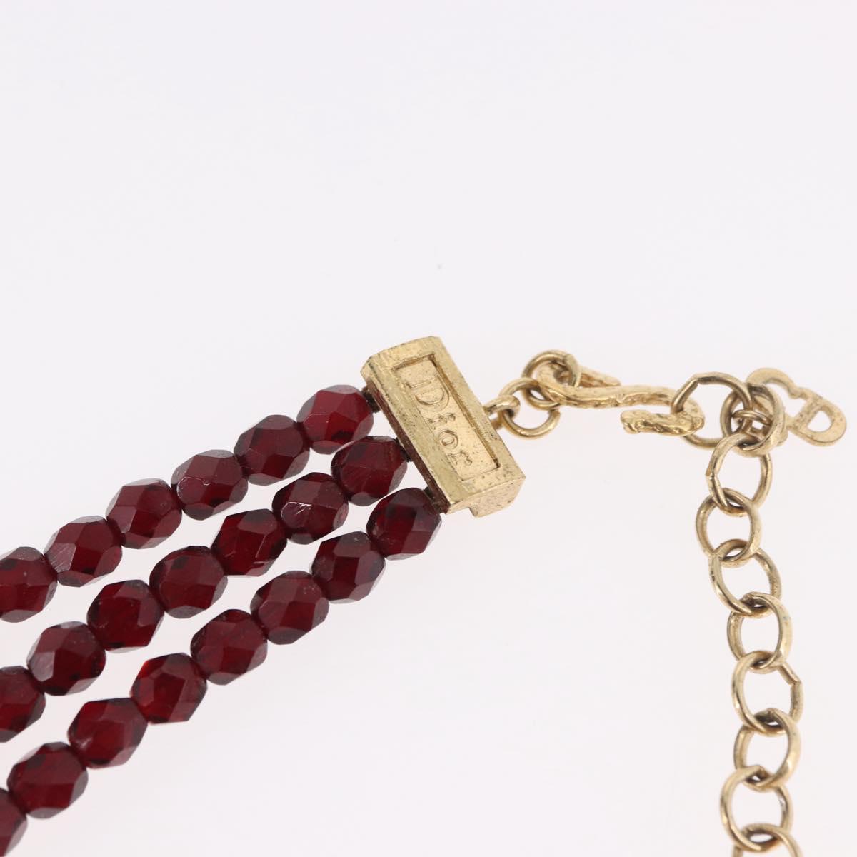 Christian Dior Necklace metal Bordeaux Auth SW2397V