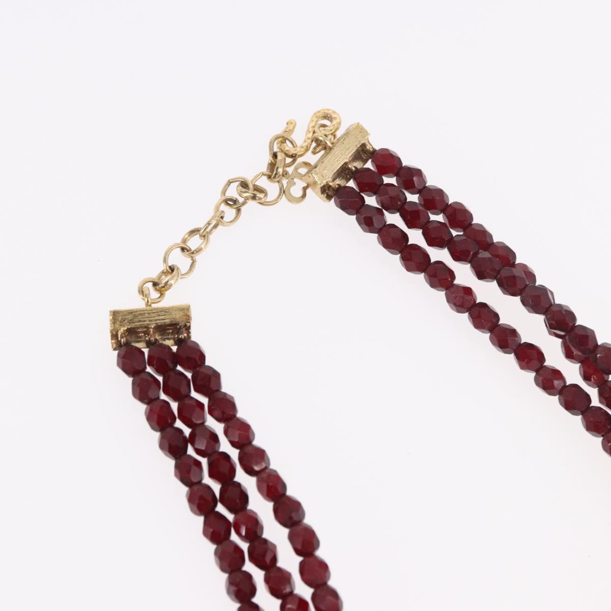 Christian Dior Necklace metal Bordeaux Auth SW2397V