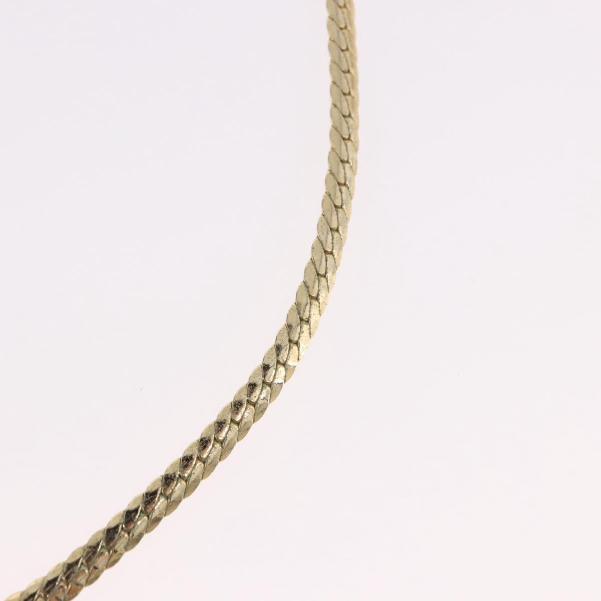 Christian Dior Rhinestone Necklace metal Gold Auth SW2398V
