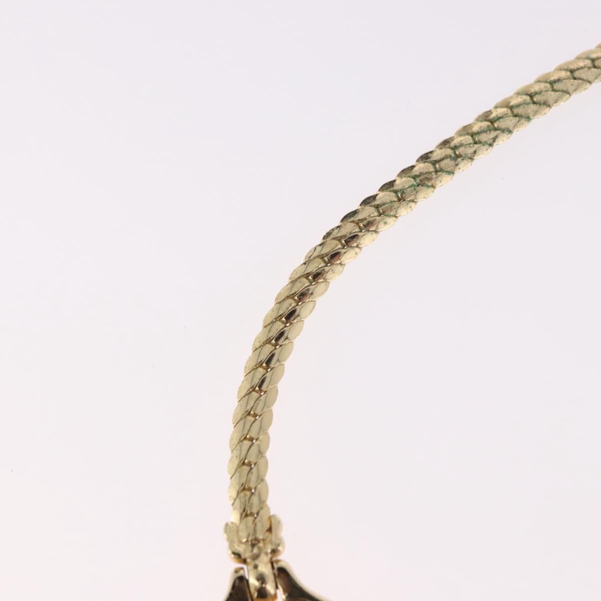 Christian Dior Rhinestone Necklace metal Gold Auth SW2398V