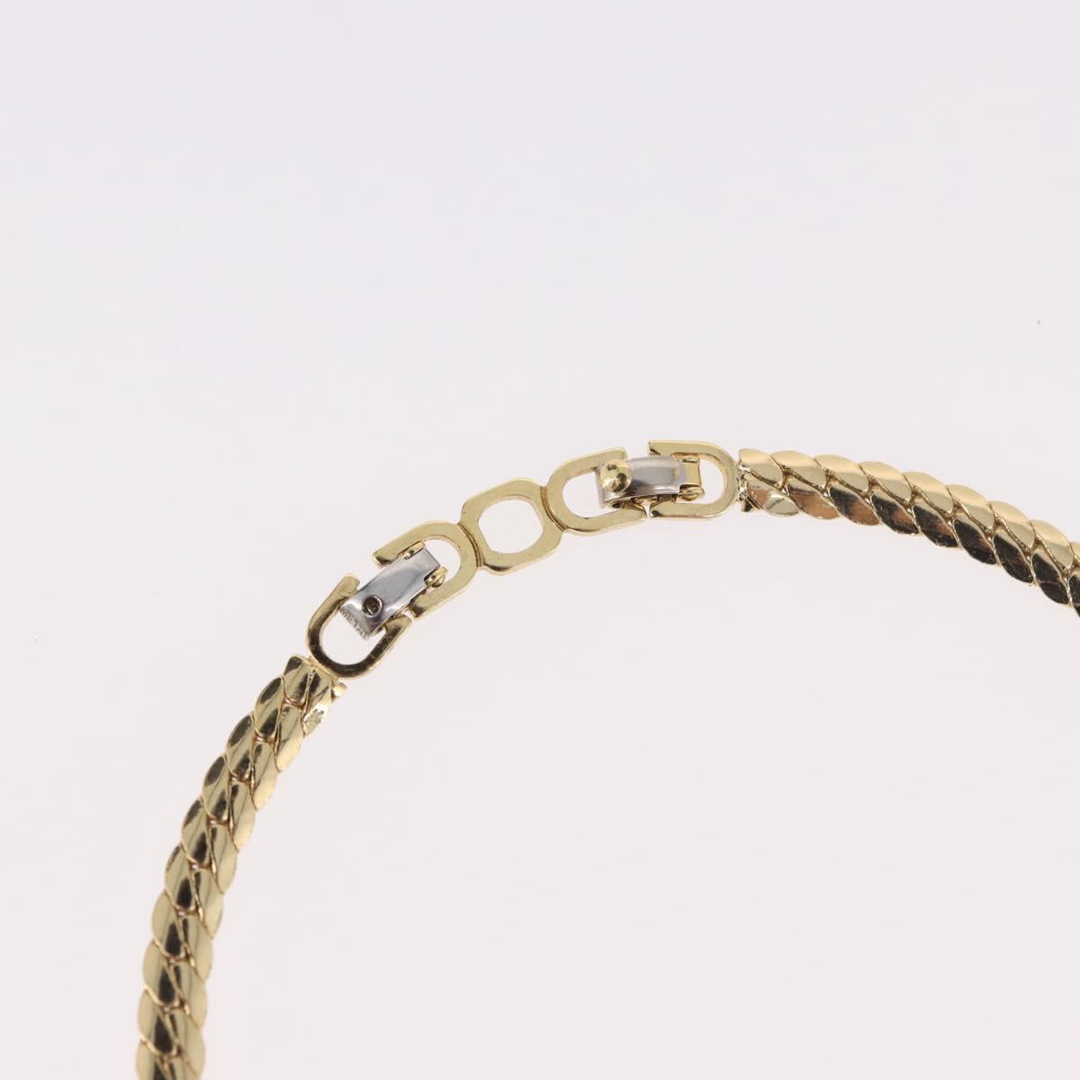 Christian Dior Rhinestone Necklace metal Gold Auth SW2398V