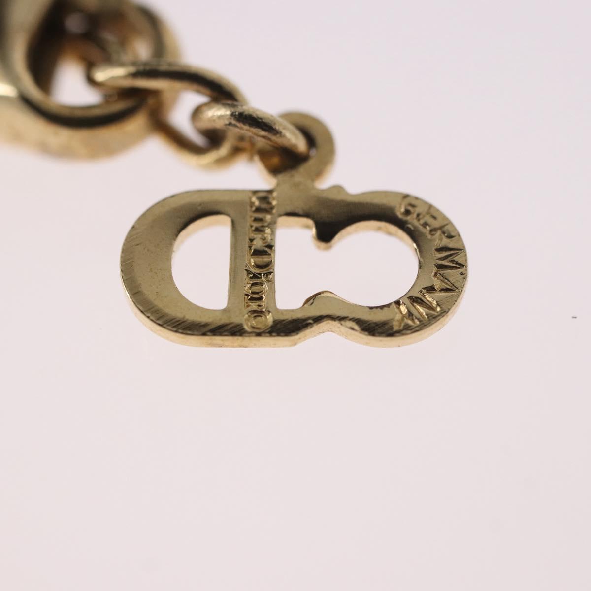 Christian Dior Rhinestone Necklace metal Gold Auth SW2410